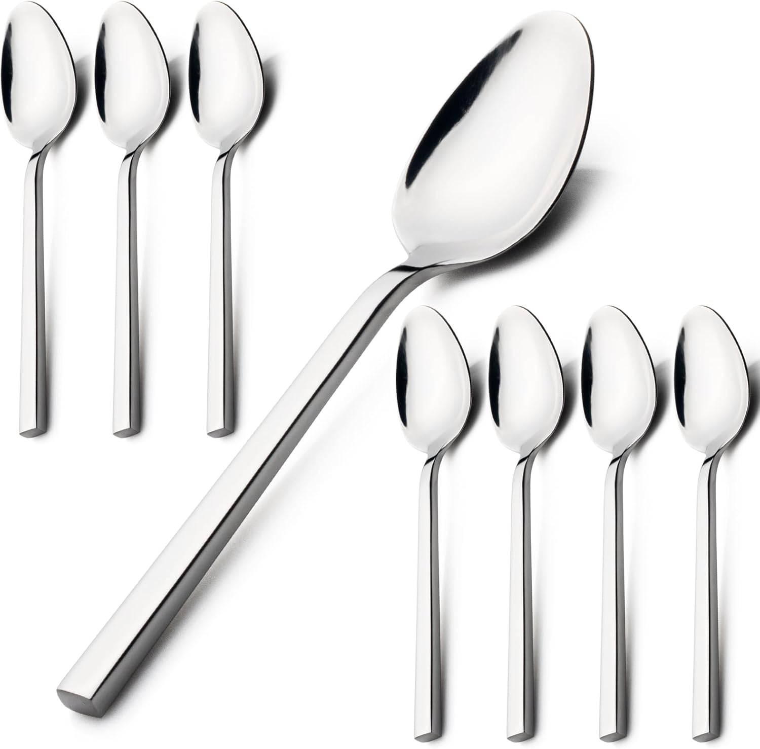Alata Cube 12-Piece Forged Stainless Steel Teaspoons, Mirror Finish, Dishwasher Safe