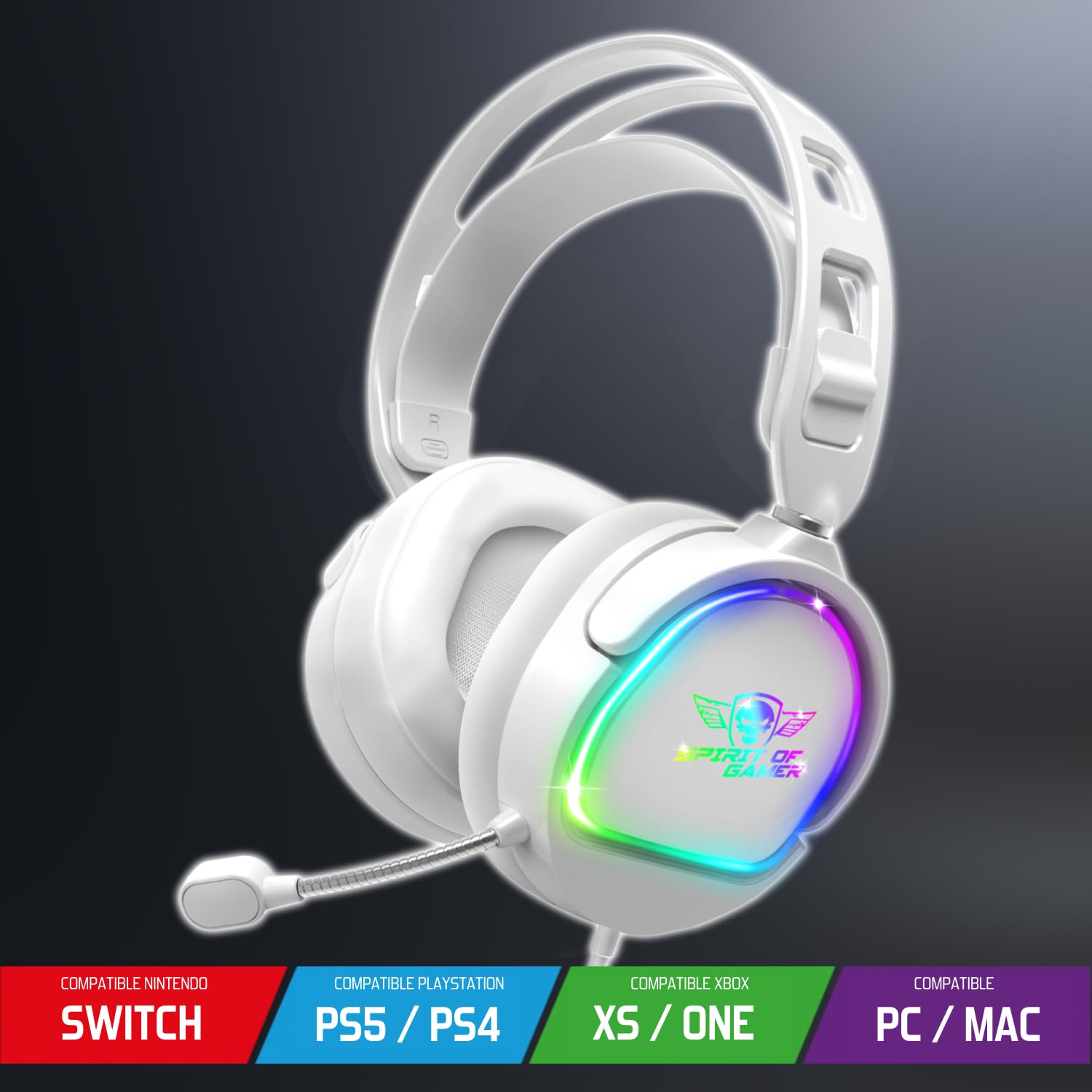 Spirit Of Gamer, Pack Clavier Souris Gamer Filaire RGB + Casque, Clavier Semi-Mecanique, Format Compact TKL 60%, Souris 12800 DPI avec 8 Boutons Programmables, Casque Gaming avec Micro Son Stéréo 2.0