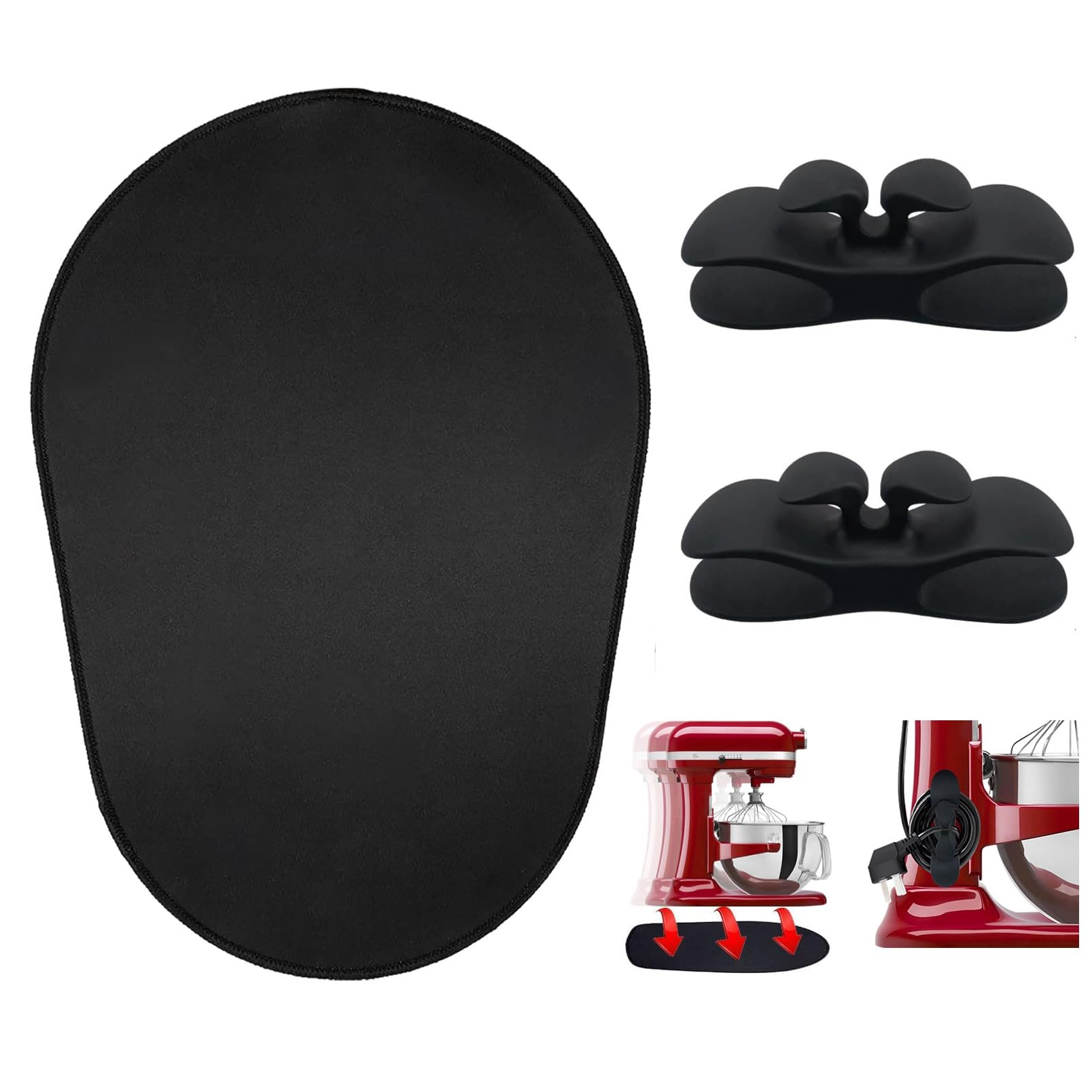 KitchenAid Stand Mixer Sliding Mats - Compatible with 5-8QT Bowl-Lift Mixers, Includes 2 Black Accessories