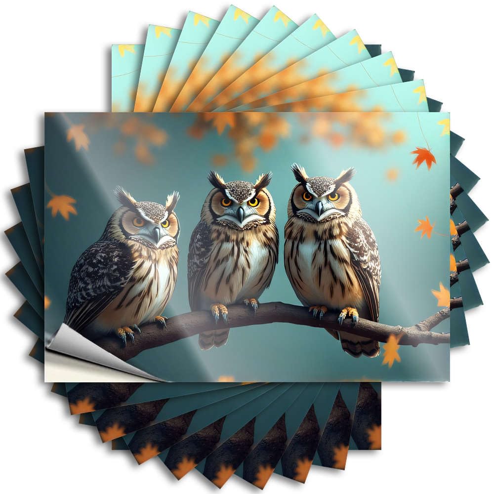 Three Wise Owls Perched On A Branch Stuff Farmers DIY | Fire Stickers Wall Removable Vinyl Sticker Decal(8X12CM)