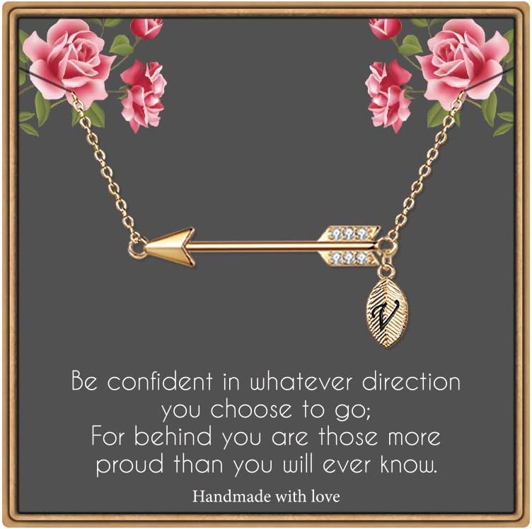 IEFLIFE Graduation Gifts for Her - 14K Gold Plated Arrow Initial Graduation Necklace Class of 2026 Gifts College Gift for Women Best Friends Sister