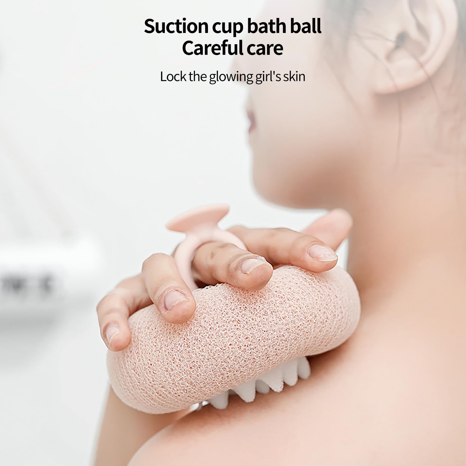 2-in-1 Sunflower Shower Sponge with Suction Cup | Exfoliating Bath Sponge for Soft Skin | Hypoallergenic & Eco-Friendly Body Scrubber for Spa-Like Luxury (Light Cyan)