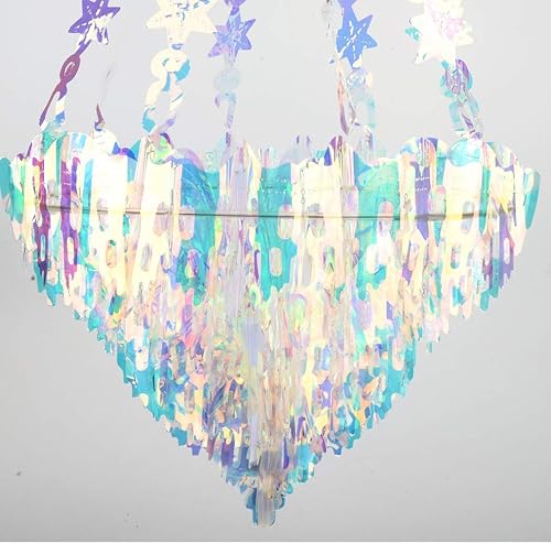 Miniatura 10 de Decoración holográfica para colgar, bola de panal de abeja, adorno decorativo de techo de lámina blanca iridiscente brillante para decorar lugares