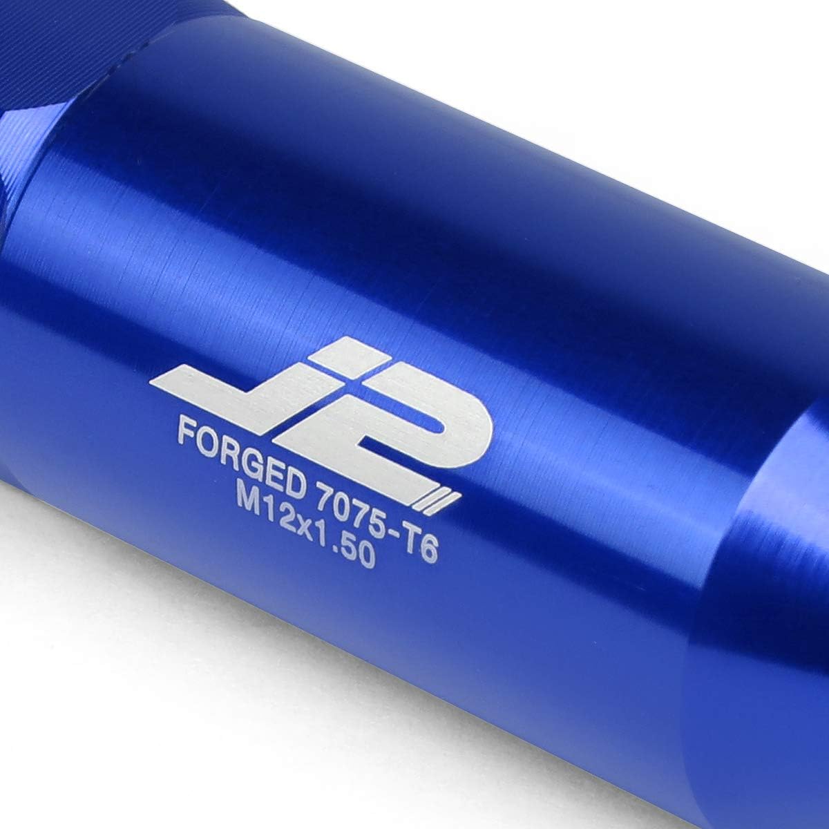 J2 Engineering 20 Pcs 7075 Aluminum Tall Open End M12 x 1.5 Lug Nuts Set w/Socket Adapter, Blue, Fit Conical Seat, LN-T7-003-15-BL