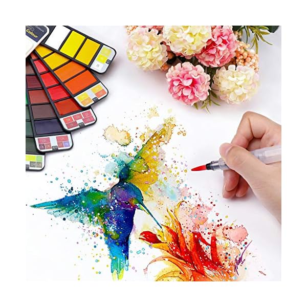 Dyvicl Watercolor Paint Set, 42 Assorted Colors Foldable Paint Set with