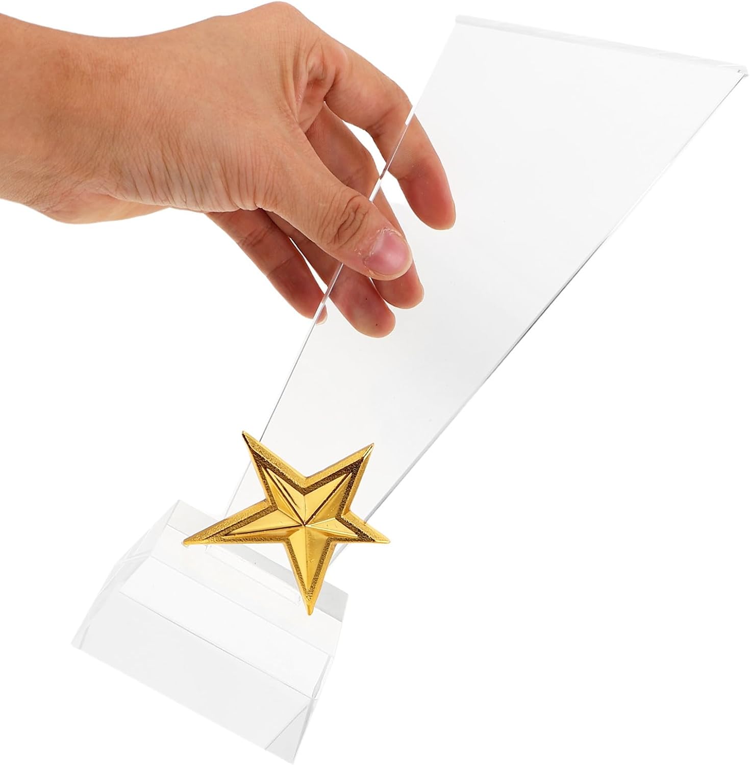 Toyvian Creative Crystal Star Trophy Award Cup for Competition and Graduation Ceremony, 3D Five-Star Design, Crystal Material, Winner Award for Parties and Student Recognition