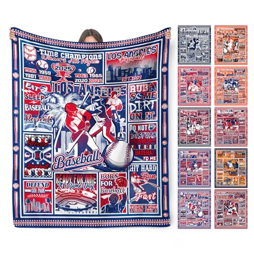 HTAPCHLY Los Angeles Baseball Blanket City Team Color Plush Cozy Throw for Sofa Bed Multi Size Gifts for Men Boys Teens Sports Fans