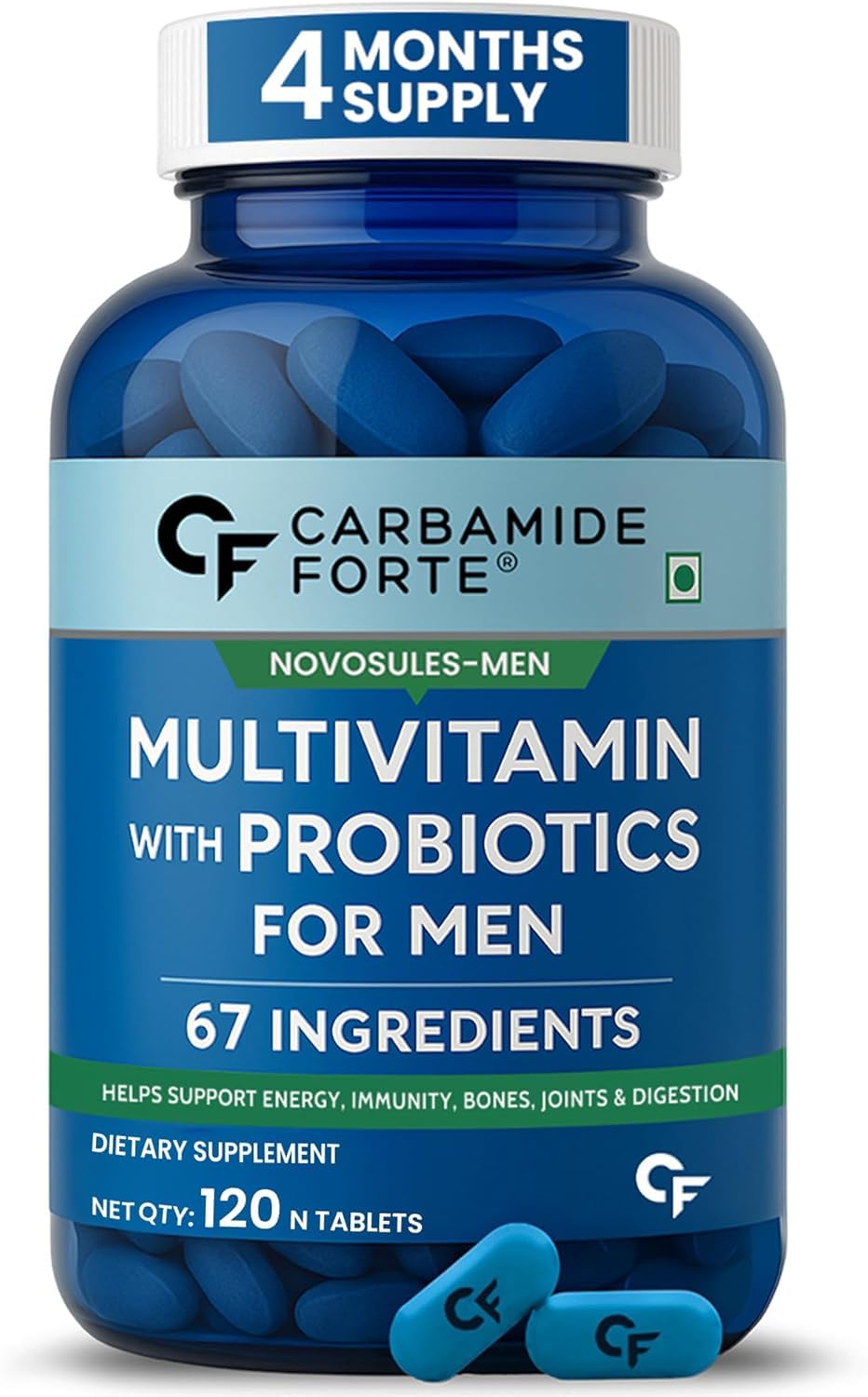 Carbamide Forte Multivitamin for Men | Multivitamin Tablets with Probiotics & Ginseng | Multi vitamin with Probiotics For Immunity & Energy - 120 Veg Tablets