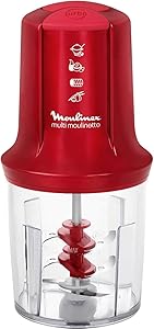 Moulinex AT714G Tritatutto 3 Lame, Potenza 500 W, 2 Velocità per Risultati Perfetti, Trita, Sminuzza e Mescola gli Ingredienti, Ciotola da 500 ml