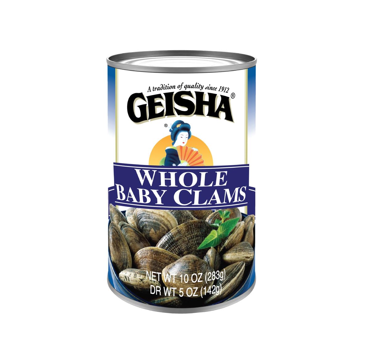 GEISHA Whole Baby Clams 10oz (Pack of 12), Baby Clams| No Sugar Added – Wild Caught – Good Source of Protein－Good Source of Iron－Less than 100Kcal per canee