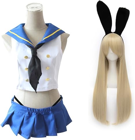 Amazon Collection 艦隊これくしょん 艦これ 島風 コスプレ衣装 ウィッグ付き セーラー服 十点セット 文化歳ハロウィン コスチューム M コスプレ 仮装 通販