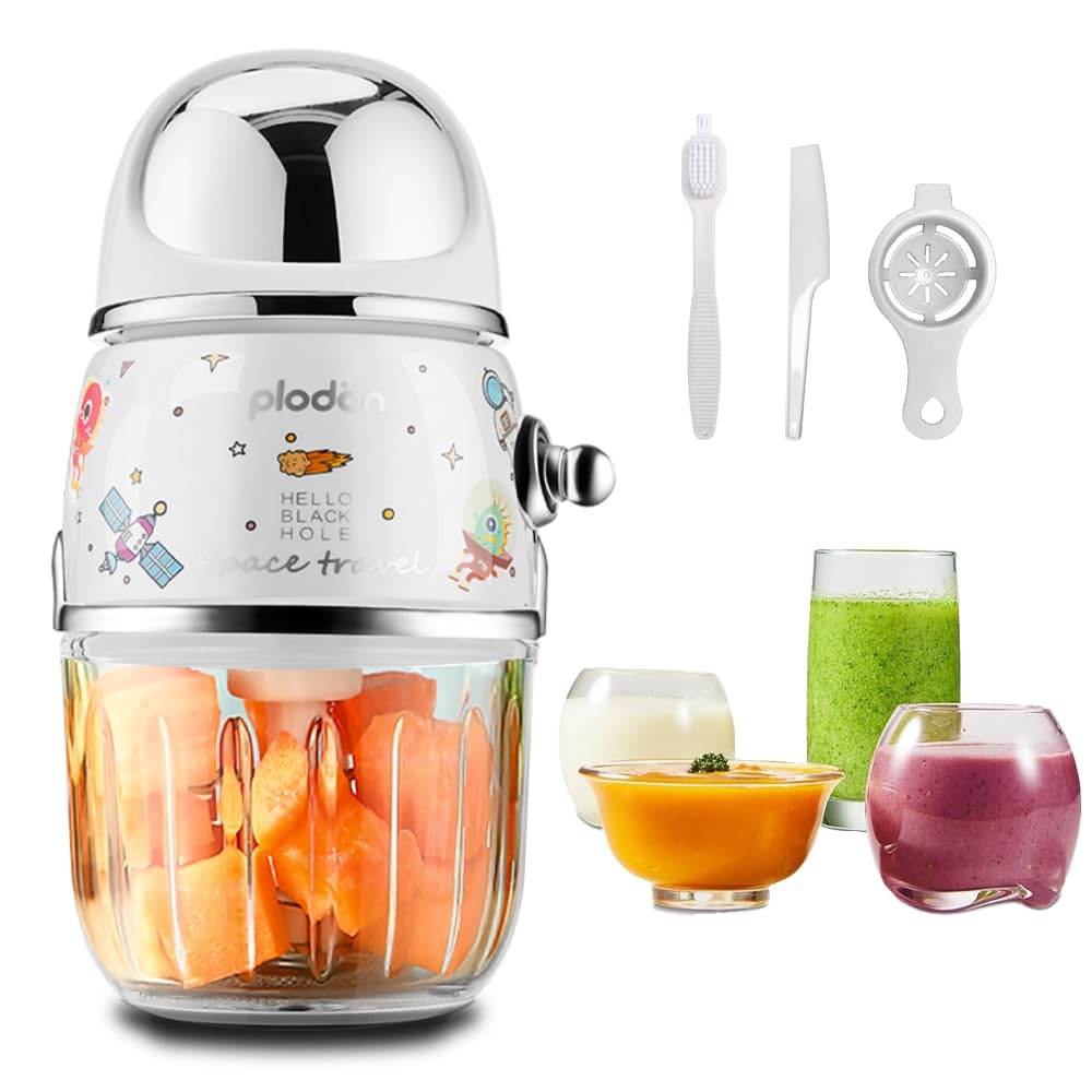 Plodon Baby Food Maker Mini Lindo y Pequeño Procesador de Alimentos Puré Licuadora Molinillo Picador 1 2 Taza Tazón de Vidrio con 6 Cuchillas Eléctrico Spaceman Blanco Un Tazón