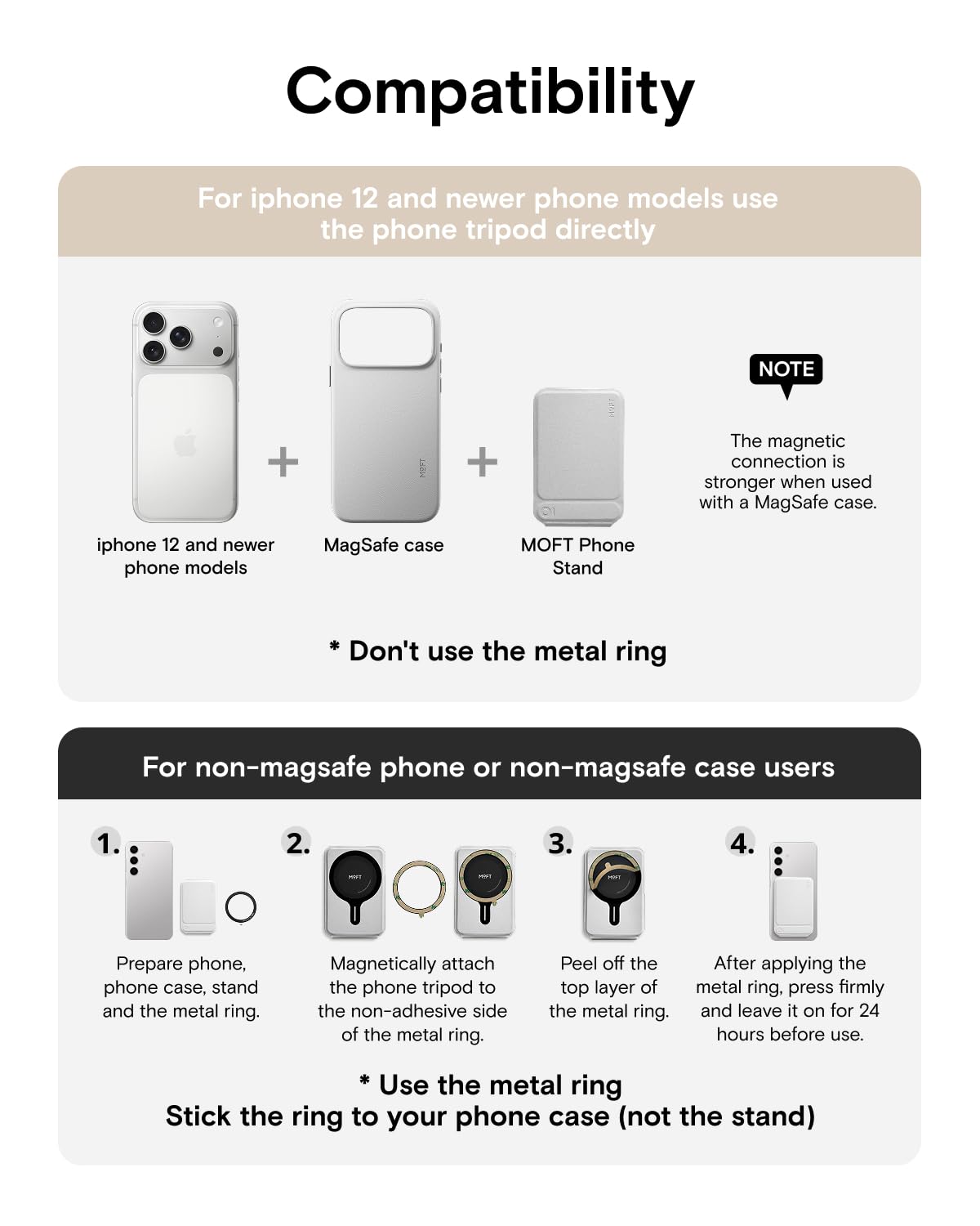 MOFT Portafoglio con treppiede per telefono, supporto magnetico a portafoglio, porta carte abilitato NFC, bastone per selfie tascabile, in pelle MOVAS, supporto regolabile per viaggi, vlog