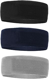 ヘッドバンド ヘアバンド 汗止め【コットン素材】 スポーツターバン ヘアターバン メンズ レディース 肌触り 吸汗速乾・伸縮性・通気性・洗顔用・髪留めらかい ランニング ダンス ヨガ ジョギング 自転車 男女兼用 3本セット (ブラック+ネイビー+ライトグレー)