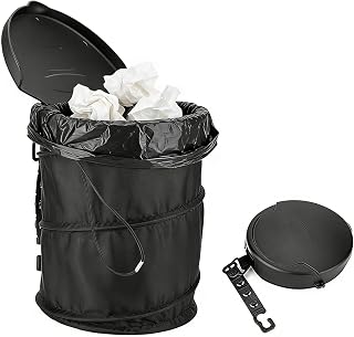 Portable And Foldable Car Trash Bin, With Lid, Container Can Be Hanged, For Camping And Cars