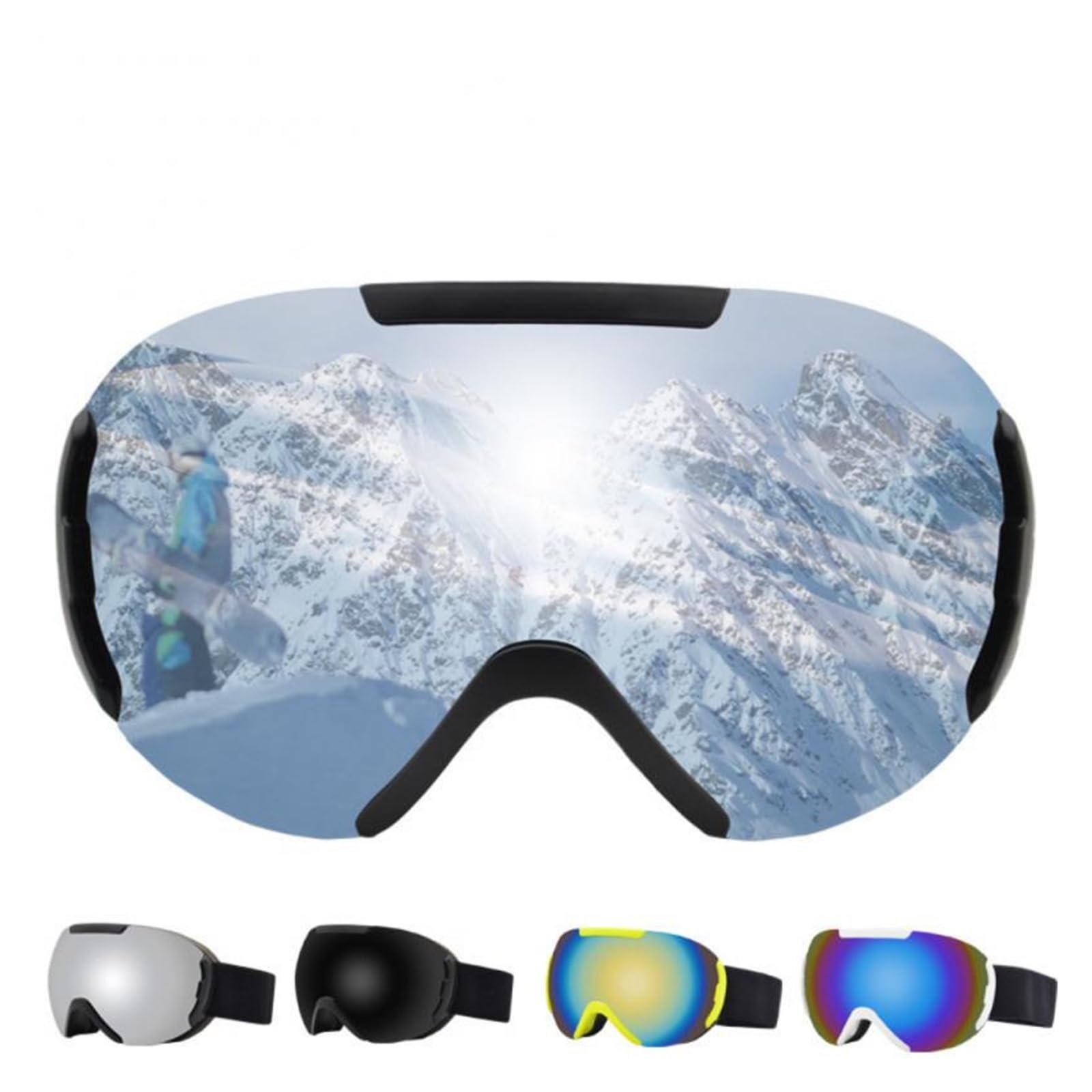 Gafas de esquí - Gafas de esquí antirradiación Gafas de esquí a Prueba de Viento - Gafas de esquí antiniebla de Doble Capa Gafas esféricas Grandes Gafas para Exteriores (Color: 01) (2)