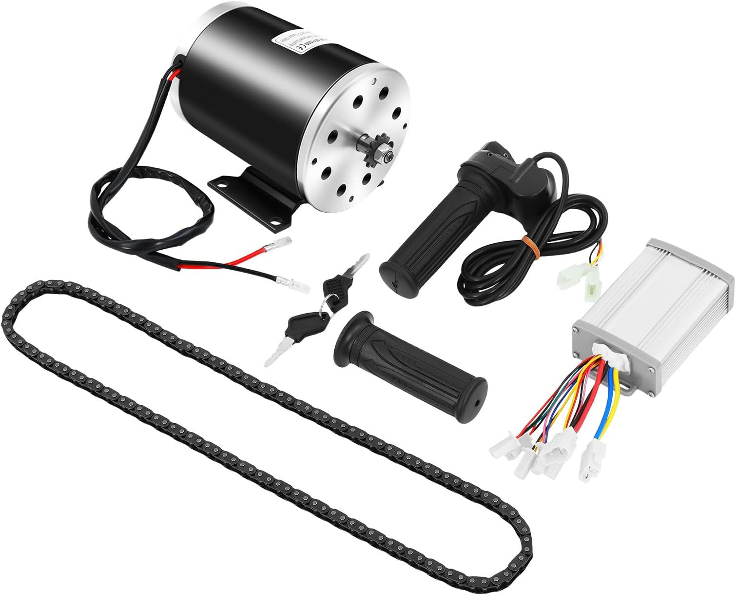 24V 36V 48V Electric Bicycle Conversion Kit E-Bike Wheel Motor Kit with Chain Freewheel Motor Controller Accelerator Handle Electric Bike Motor Controller Kit for Regular Bicycles