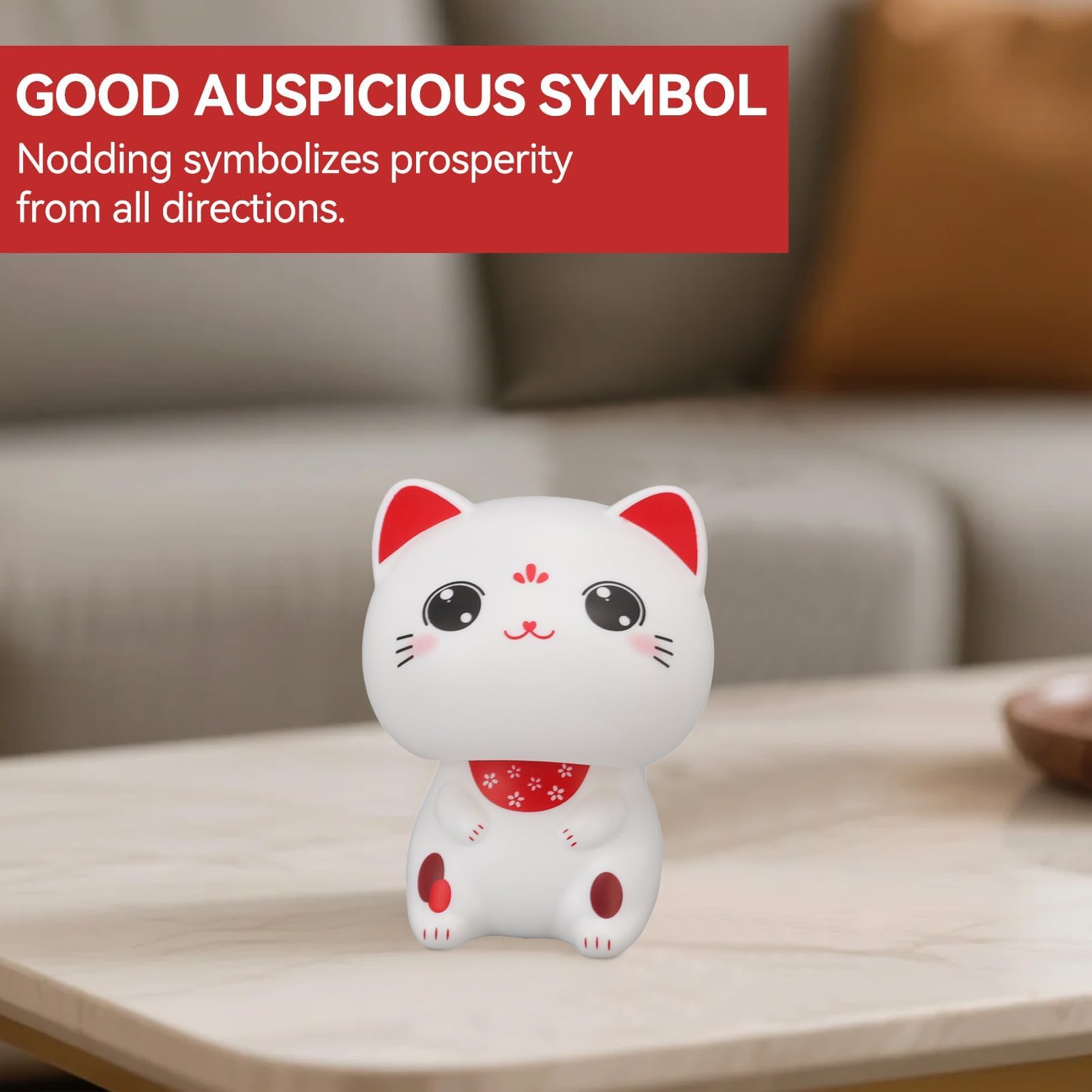Simpatici gatti che accolgono buona fortuna, gatto in plastica che annuisce fortunatamente Bobble Head gatto che annuisce solare Decorazione per auto gatto che annuisce (with Large Eyes)