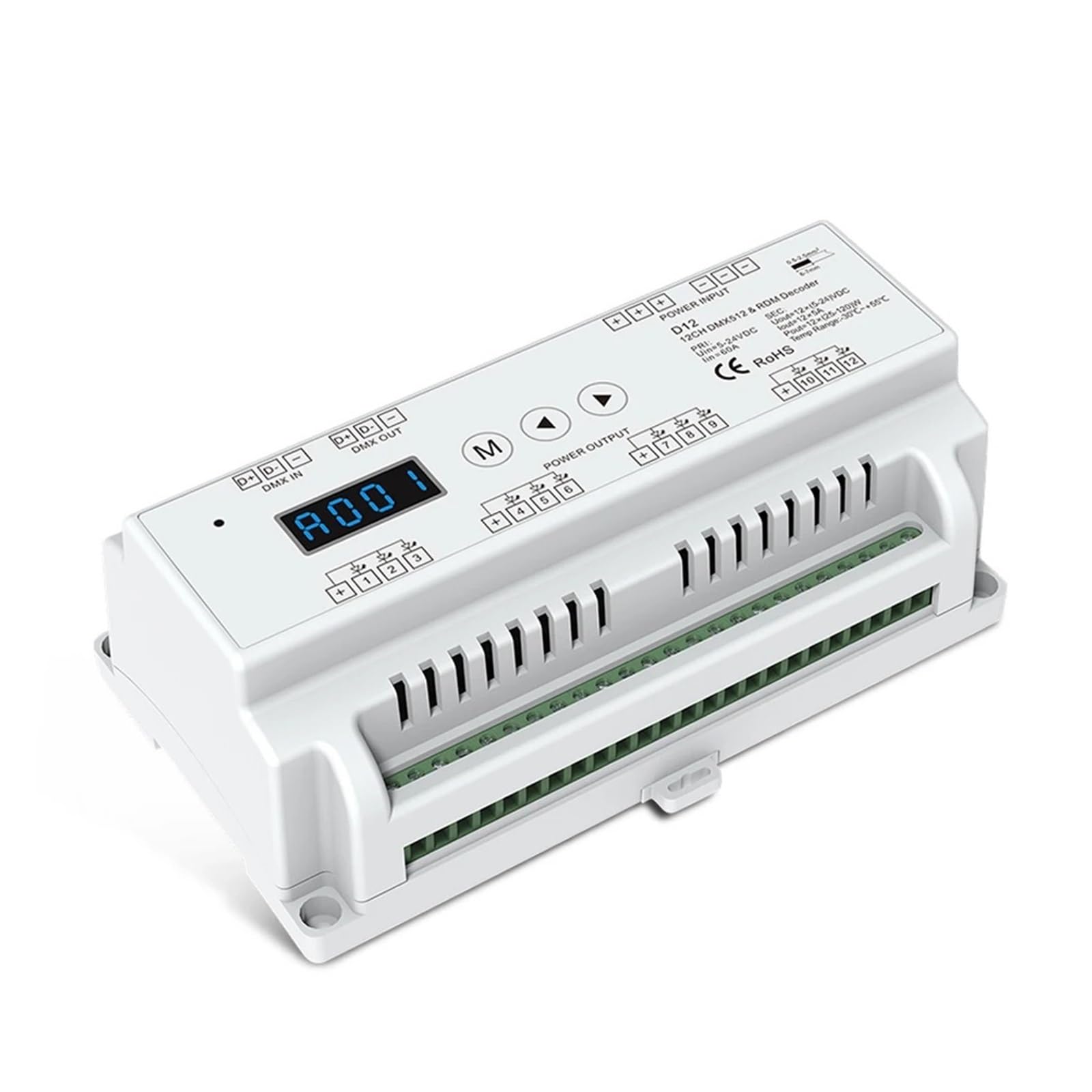 Contrôleur DMX512 12 canaux 5A pour gestion éclairage LED