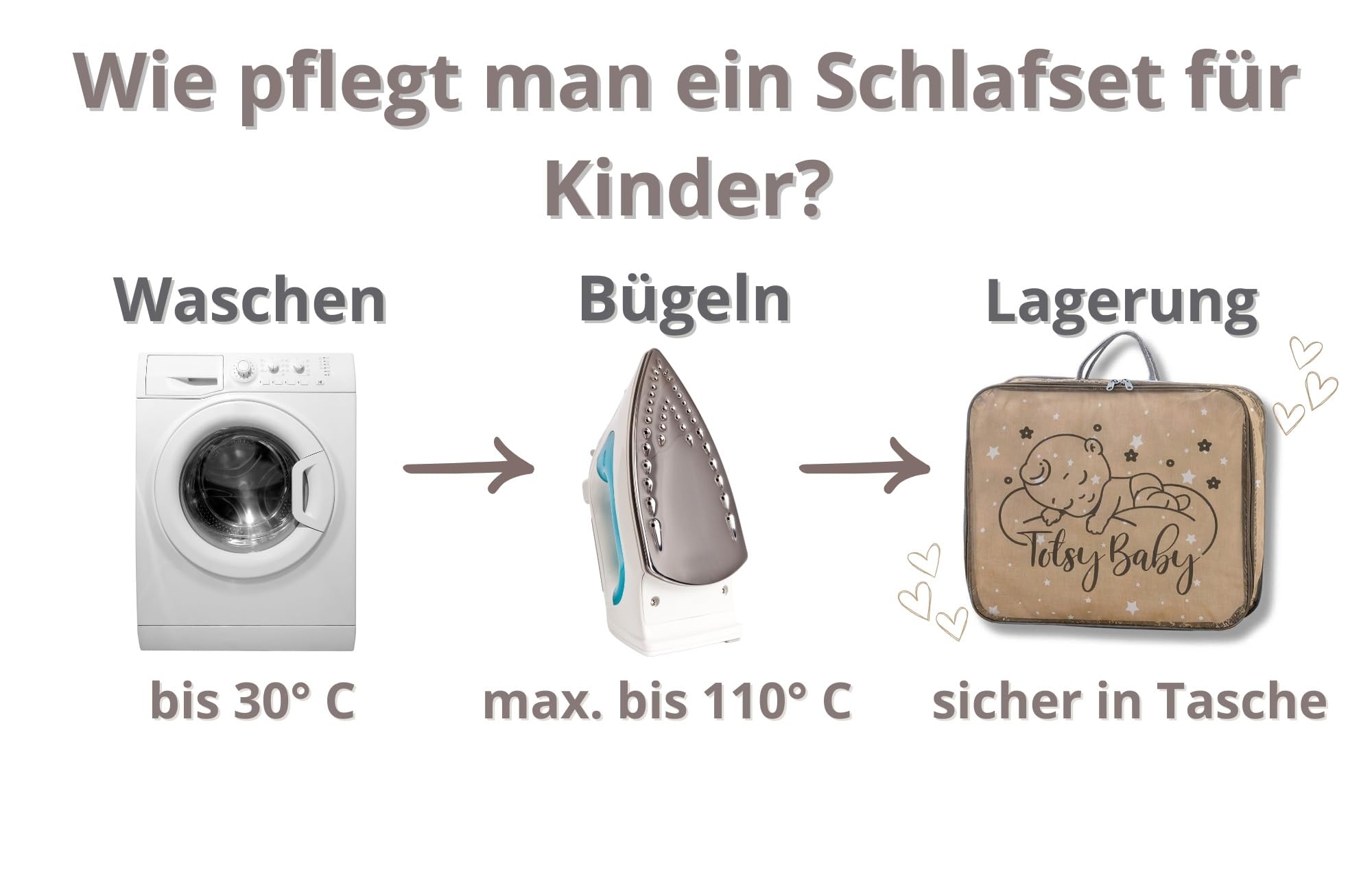 Totsy Baby Trapunta per bambino cotone 100x135 - piumono culla neonato set Imbottitura per piumone 100 x 135 cm con cuscino 40 x 60 cm per ragazzi e ragazze Beige con stelle bianche