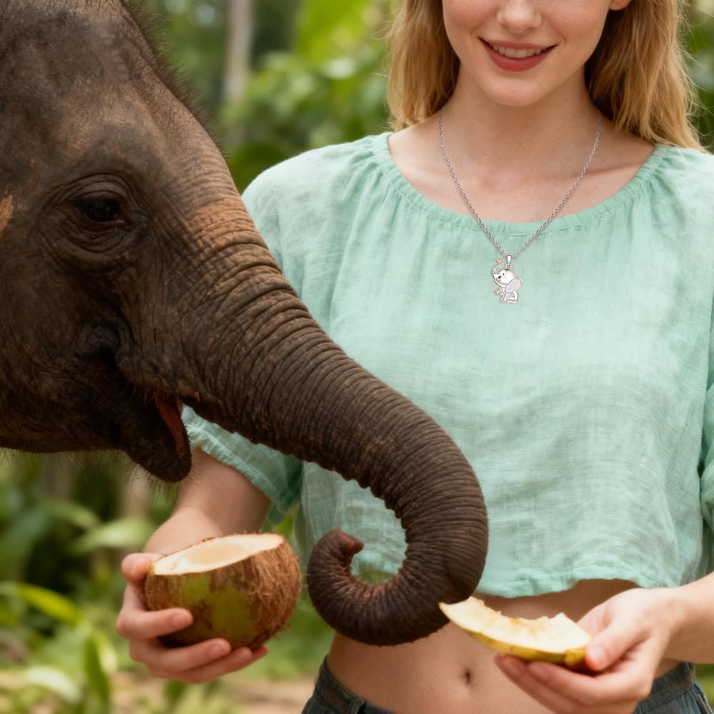 Elephant Necklace for Women Sterling Silver Cute Animal Pendant Necklace Jewelry Gift for Elephant Lovers - Image 4