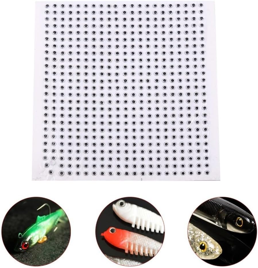 500PCS 3D Fishing Lure Eyes – Lifelike Bait Eyes Adhesive Tackle Accessory for DIY Lures, Fly Tying & Saltwater Fishing