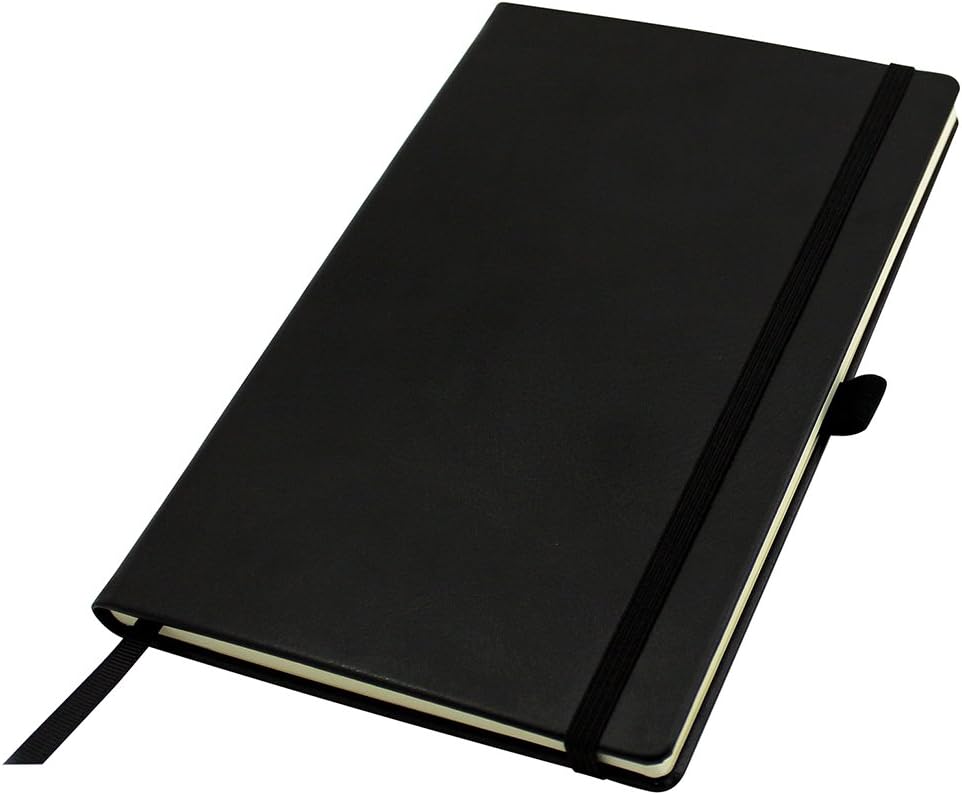 A5 Lined Paper/Elastic/Pen Loop Notebook - Black AM00160