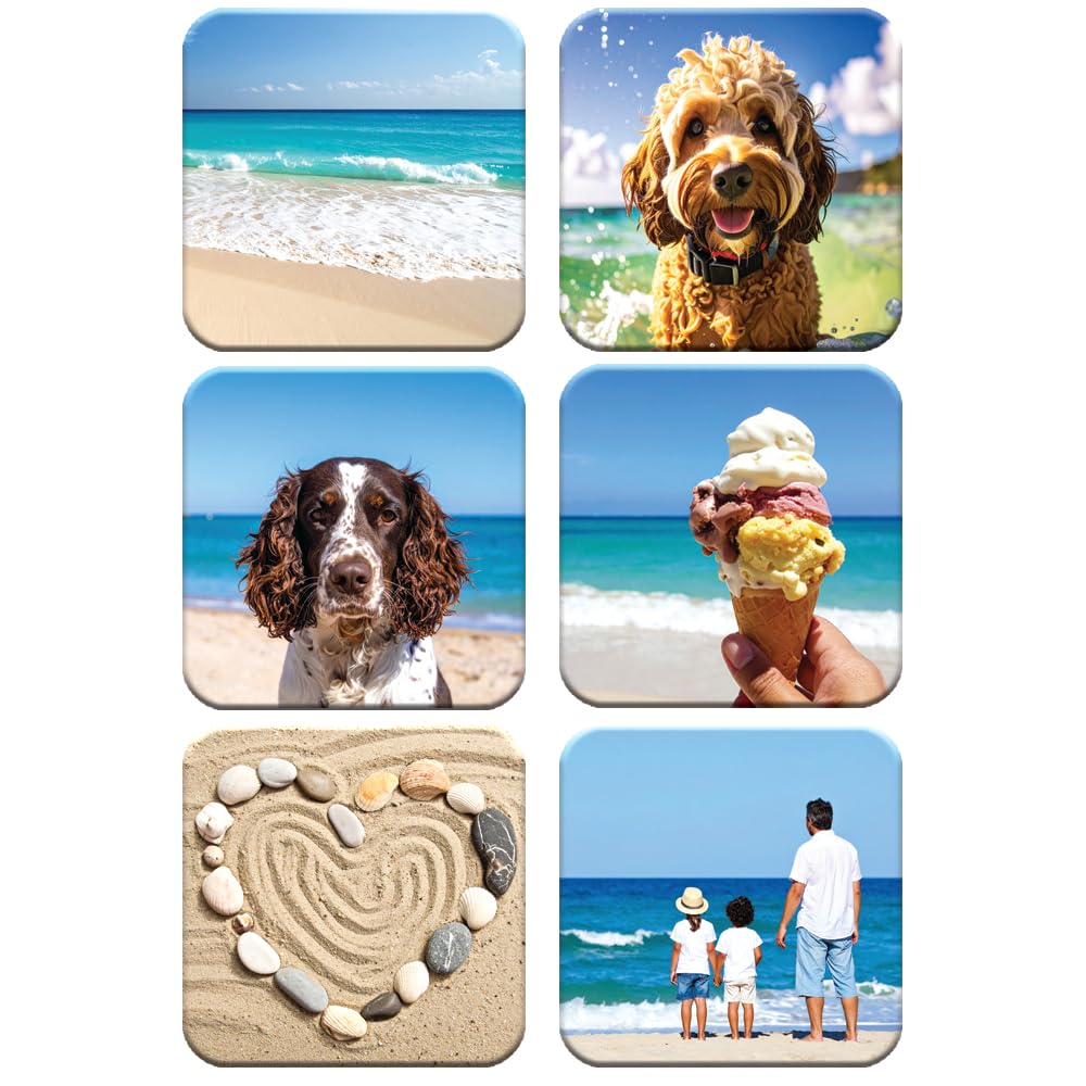 MUGGZ - Personalised Coaster (9cm) with Photo Collage – Set of 6 Coasters - Personalise with Six Photos or Logos - Novelty Custom Gift for Family, Birthday, Anniversary, Mum, Dad, Corporate Business