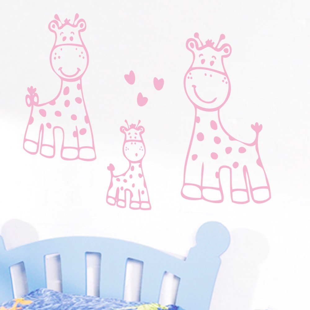 Sticker enfant girafes rose bébé, le décor mural tendresse
