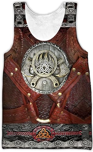 Hombres Tank Tops Viking Medieval Armadura 3D Impreso Verano Muscle T Shirt Chaleco Cosplay Ropa (US Talla)