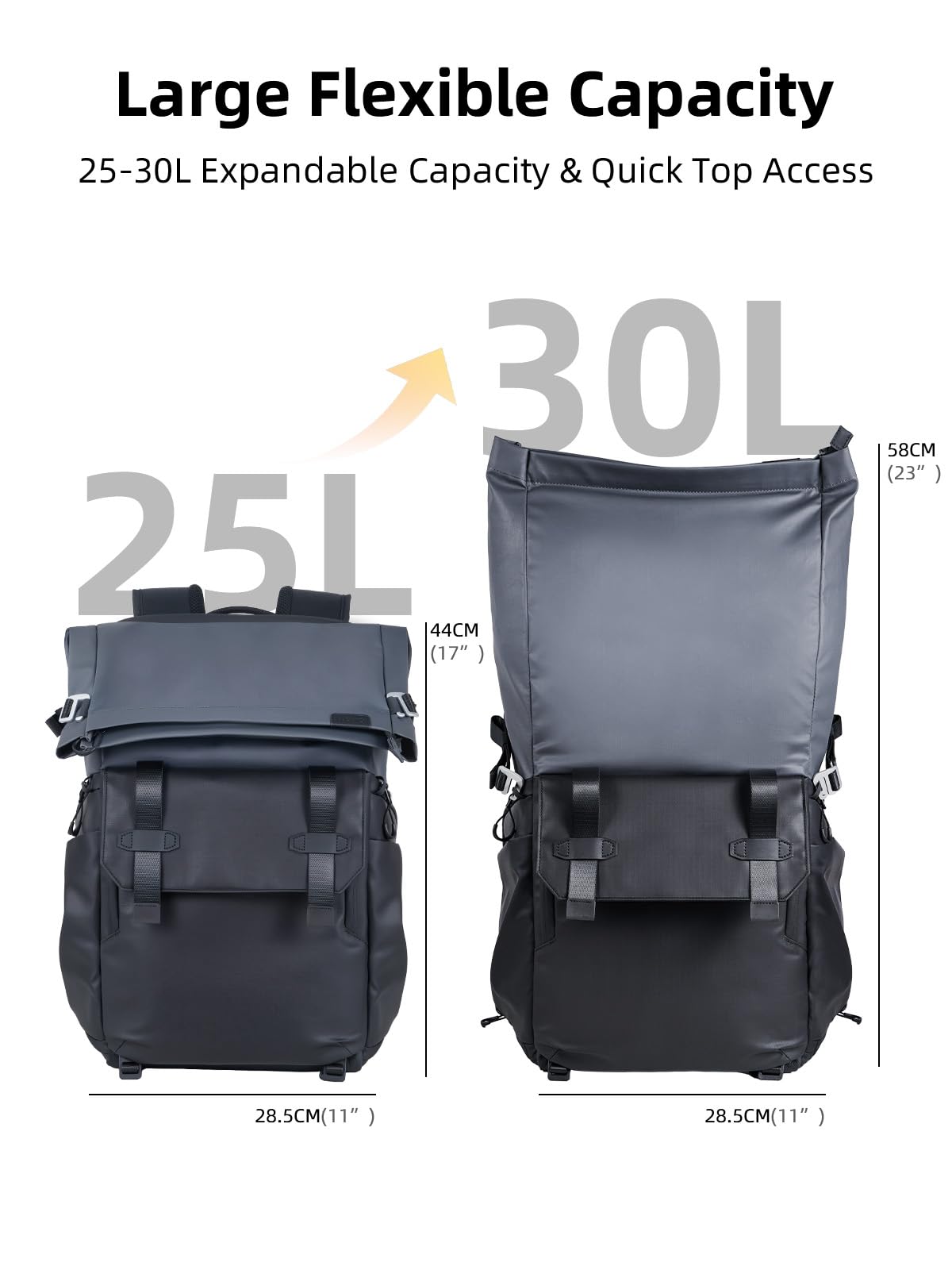 Black Gray Expandable Camera Backpack for Sony Canon Nikon - Dettaglio