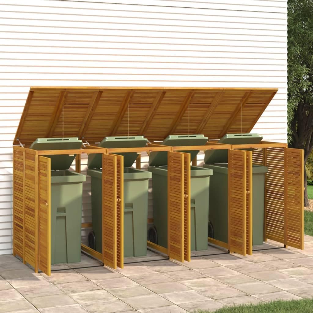 GOLINPEILO Quadruple Outdoor Trash Can Shed, Wooden Garbage Can Storage Shed