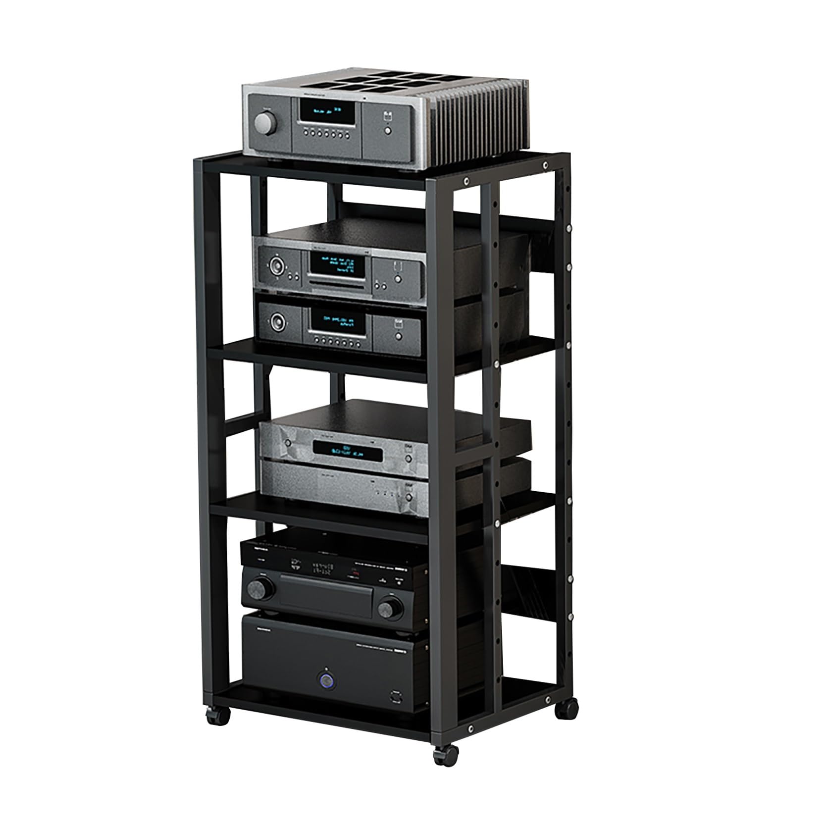 Moderno supporto per giradischi HiFi, elegante scaffale per fonografi, versatile, ad angolo, 50 x 40 x 89 cm, colore nero, perfetto per gli appassionati di audio e per l'arredamento della casa