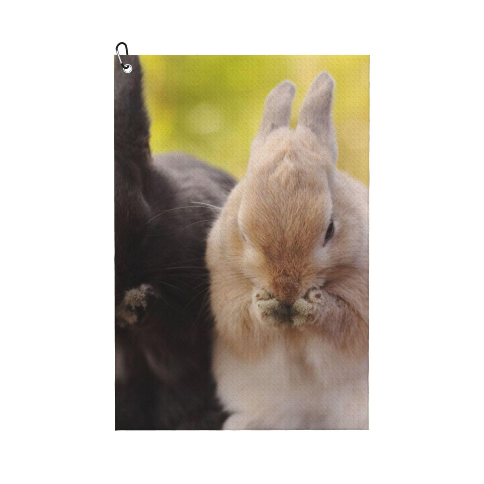 Hnnkloy Rabbit Fluffy, 16x24 in Portable Waffle Golf Towels with Carabiner Clip for Golf Bag