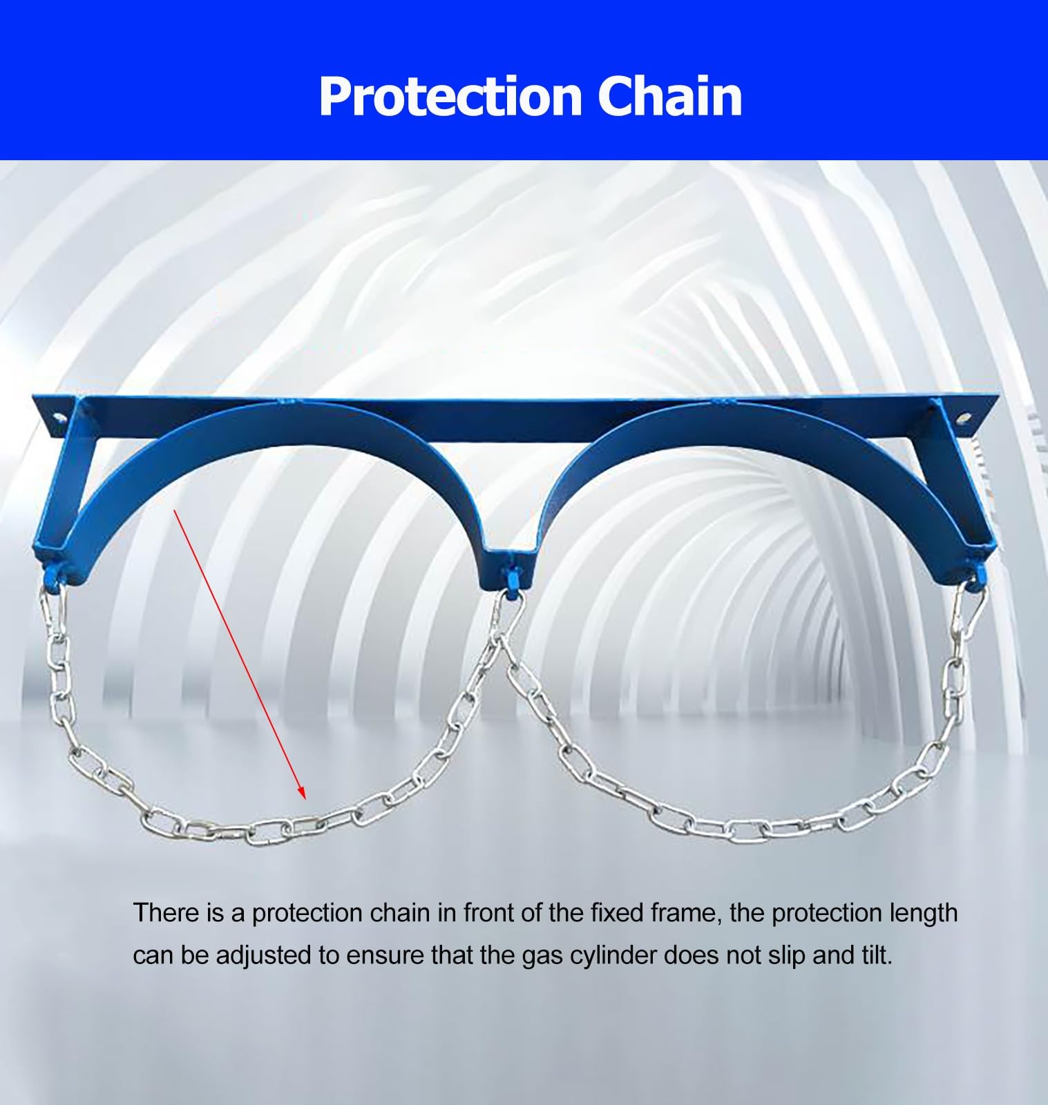 Soporte Mural para Cilindros De Oxígeno con Cadena De Protección, Estante Resistente Y Ligero para Almacenamiento Seguro En Fábricas Y Clínicas, Azul, 65 Cm/25,6 Pulgadas