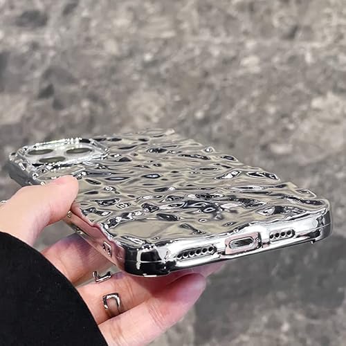 Dimeiya Compatible With Iphone 13 Pro Max Case, Tin Foil Pleated Luxury Designer Electroplated Silver Chrome Hearts Case For Silicone Slim Fit Soft Tpu Case For Iphone 13 Pro Max (Silver) #TOP3
