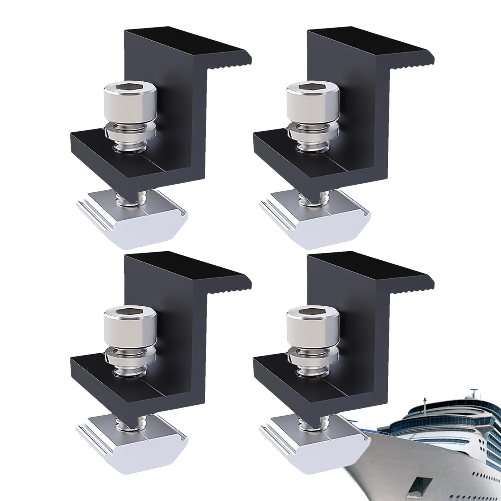 Z Bracket for Solar Panel, Solar Panel Mounting Hardware - Solar Panel Clamp Solar Mount 4 Aluminum End Clamps - Solar Panel Holder Z Clip PV Mounting Bracket for Solar Panel PV Mounting System