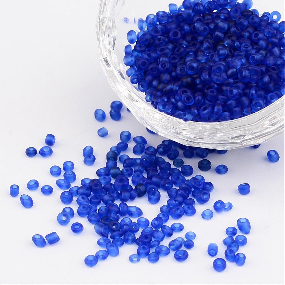 Handicraft Emporium 8/0 Frosted Round Glass Seed Beads | 3mm | Blue