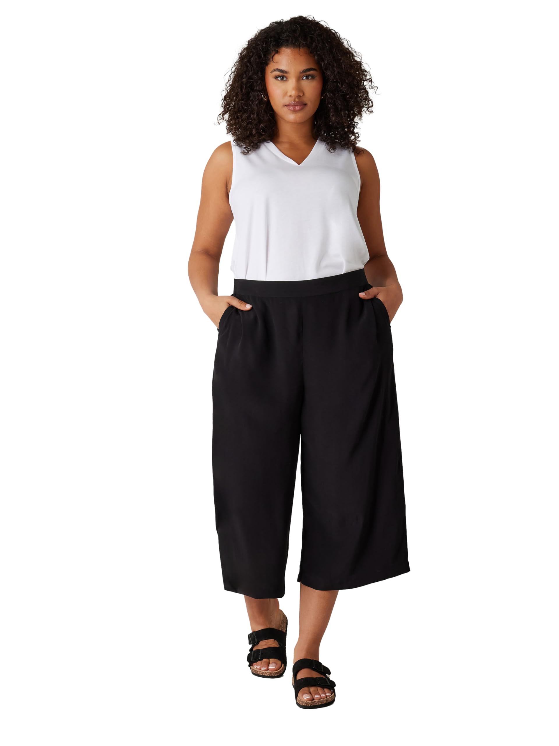 Evans Women's Black Curve Crepe Wide Leg Trousers - Plus Curve 22-24 Plus