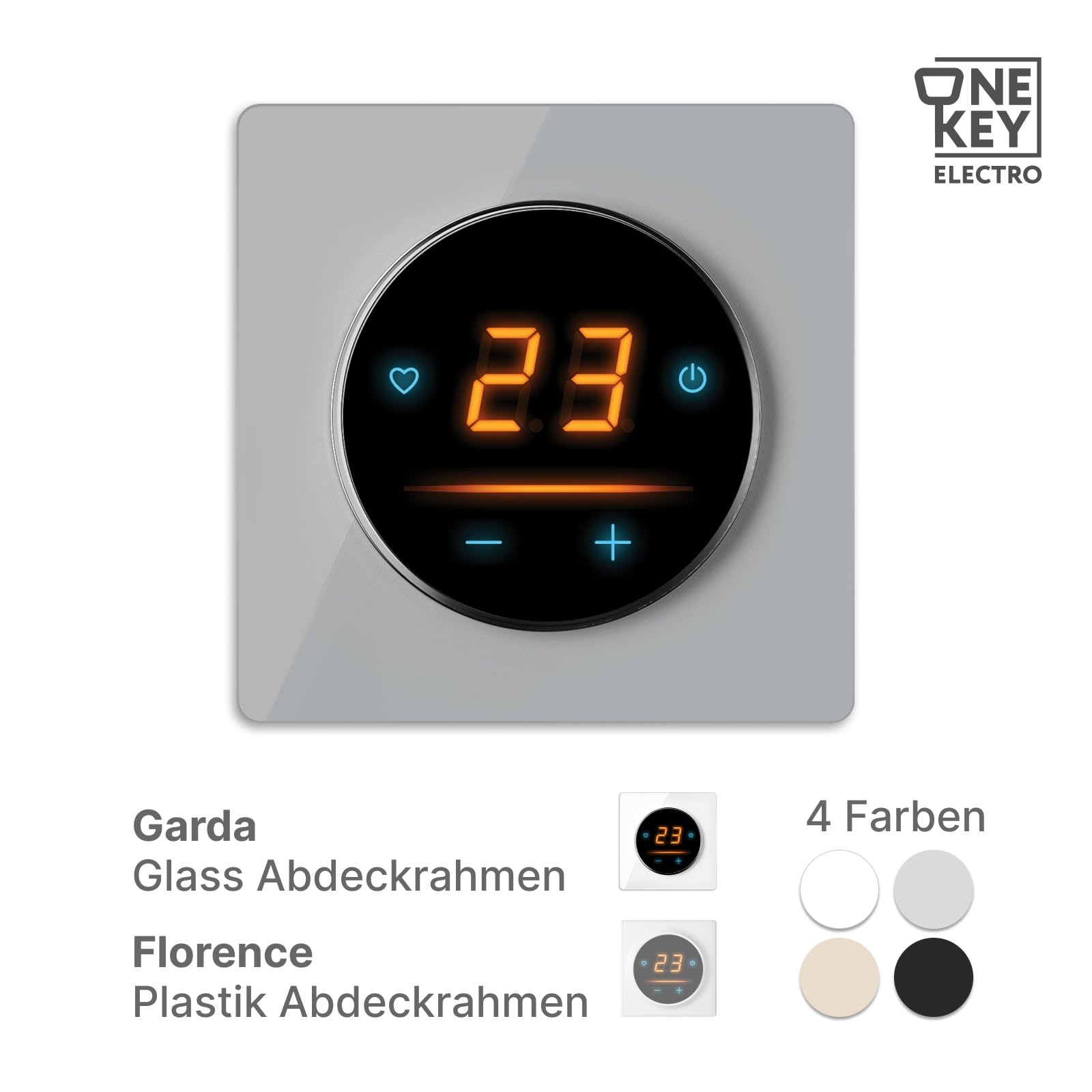 Elektryczne ogrzewanie podłogowe: dwużyłowa mata grzewcza WARMON CLASSIC 150 W/m² z termostatem WiFi OKE-25 Touch i czarną ramą ze szkła Garda, termostat: OKE25 Garda szary, rozmiar maty: 10 m²
