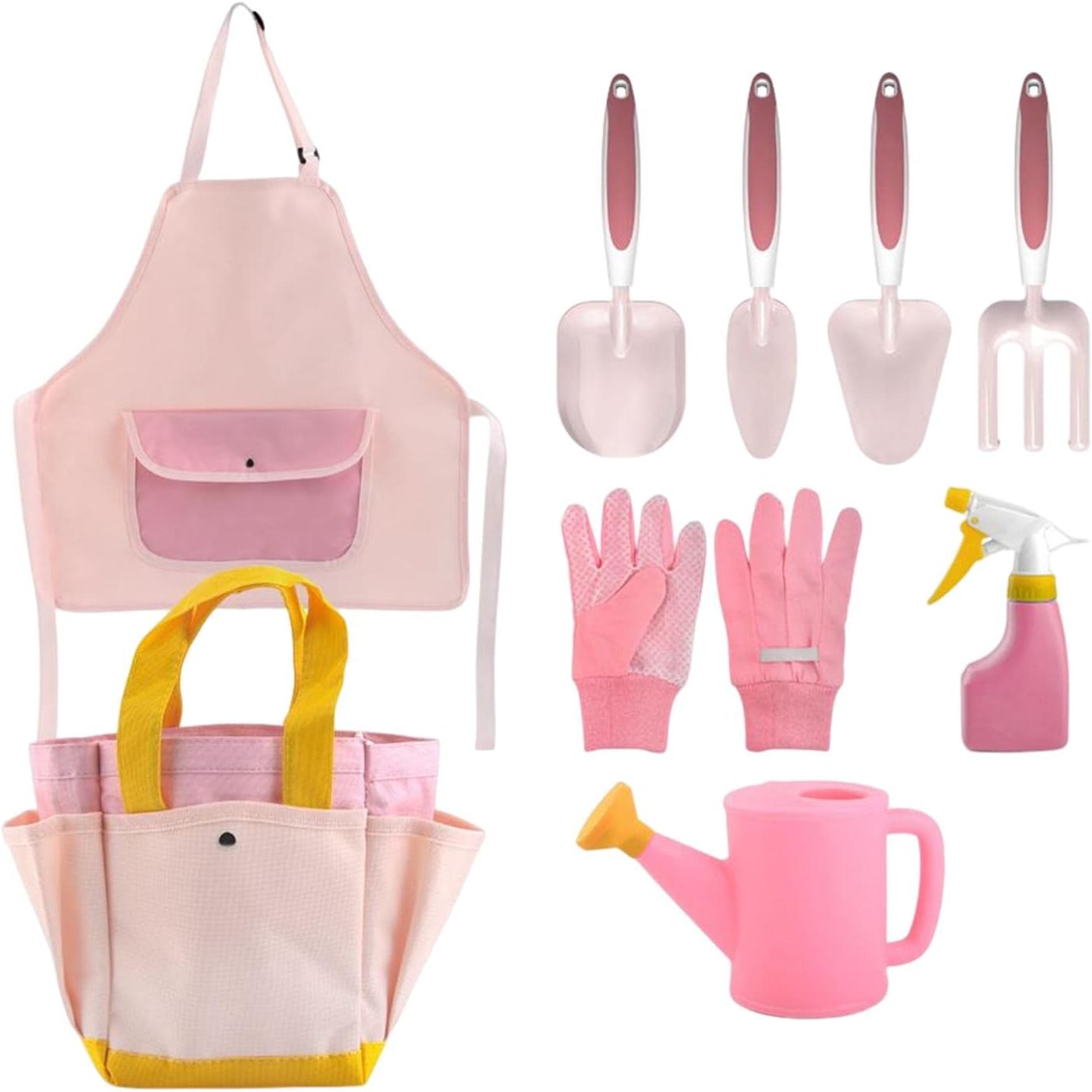 Children Garden Tool Set for Girl Includes Gloves, Rake, Etc Rounded Edges, 9Pcs