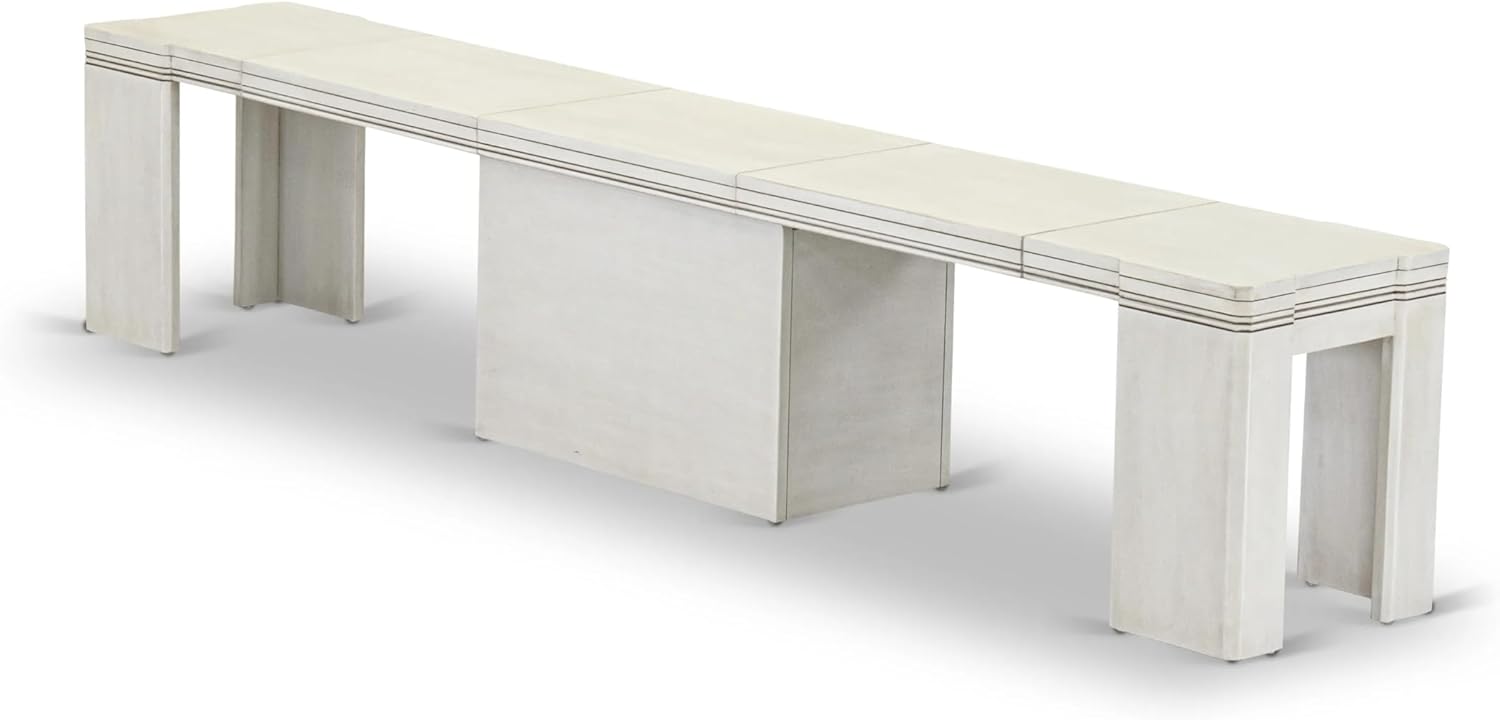 XTB-AWH-W - Extendable Dining Bench, 15x130 Inch, Antique White.