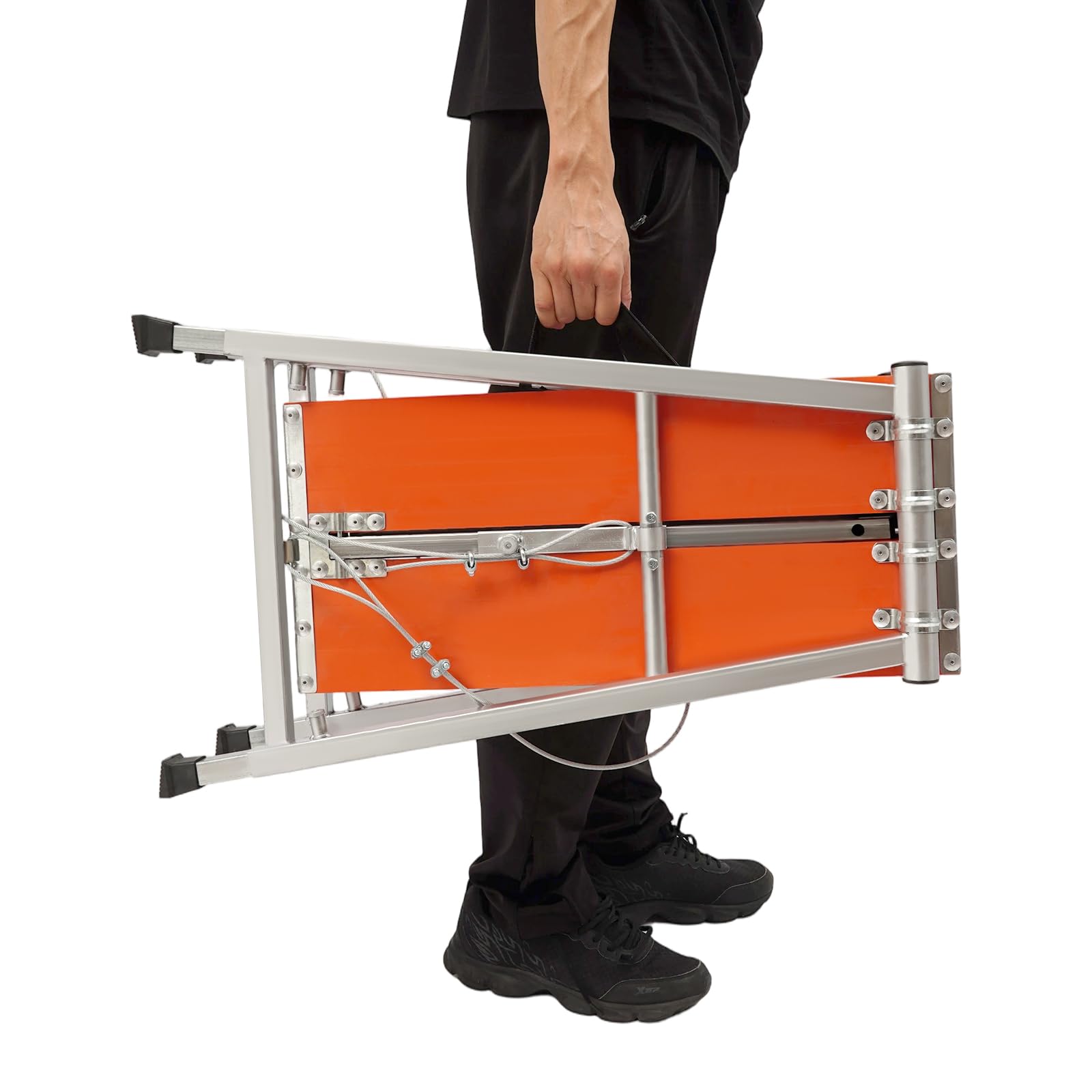 Plateforme de travail pliable et réglable en hauteur, en alliage d'aluminium orange argenté pour la décoration de la maison, peinture murale, nettoyage des fenêtres, avec capacité de charge de 200 kg