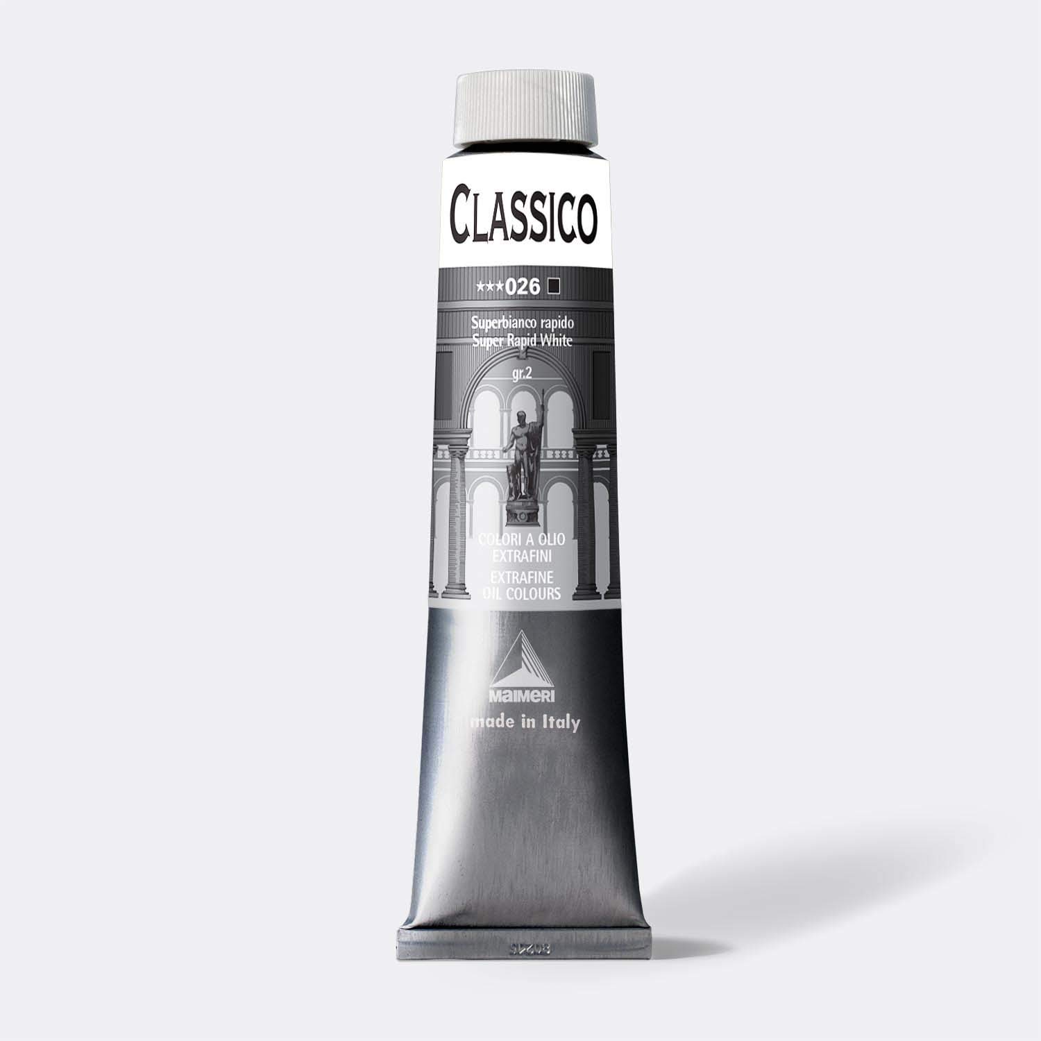 MAIMERI CLASSICO 200 ml, Extra feine Künstlerölfarbe, Farbton Super Weiß rapid