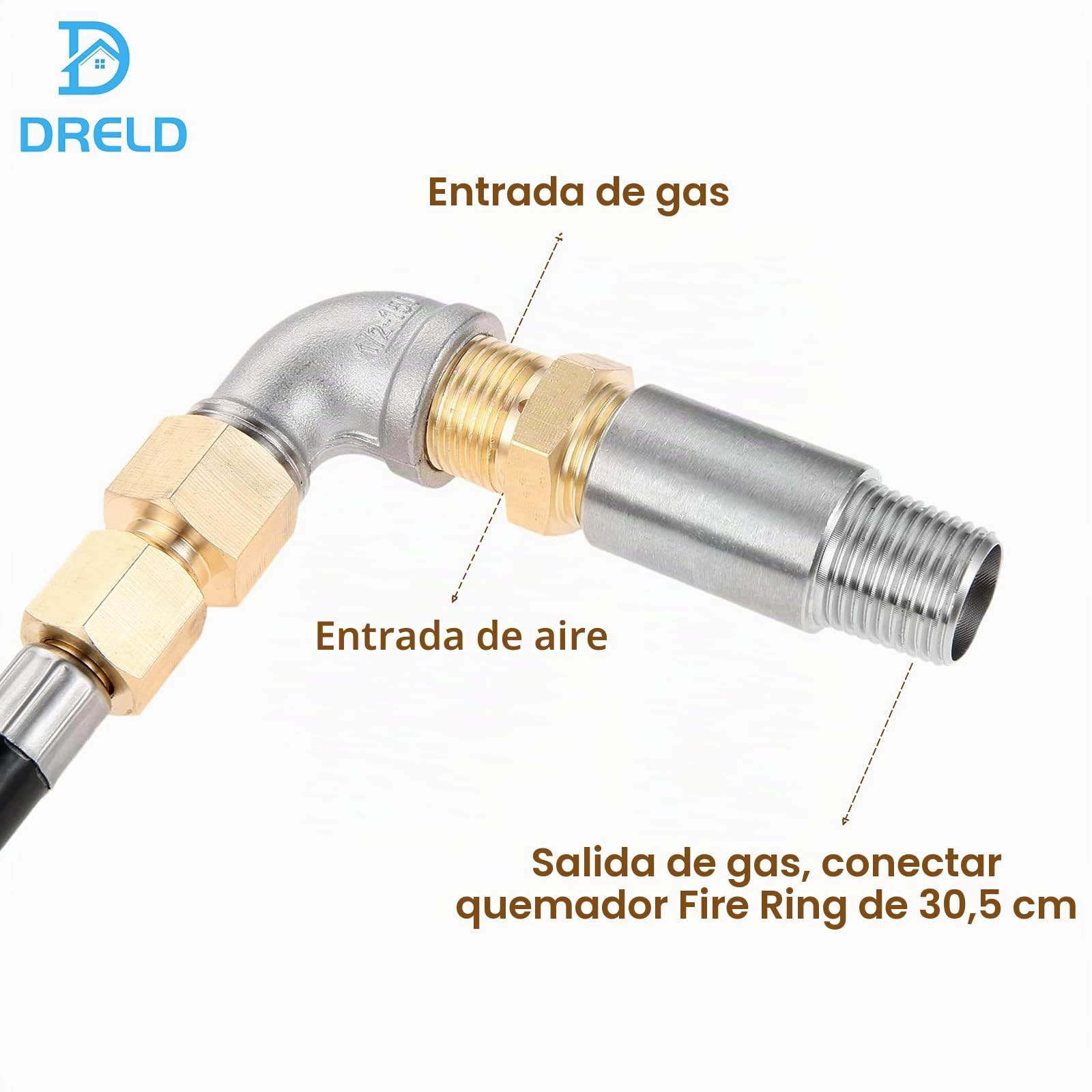 DRELD Juego de quemador de gas propano para chimenea, kit de 12 pulgadas, quemador de anillo de gas, kit de instalación de acero inoxidable 304 para barbacoa de gas Firebowl
