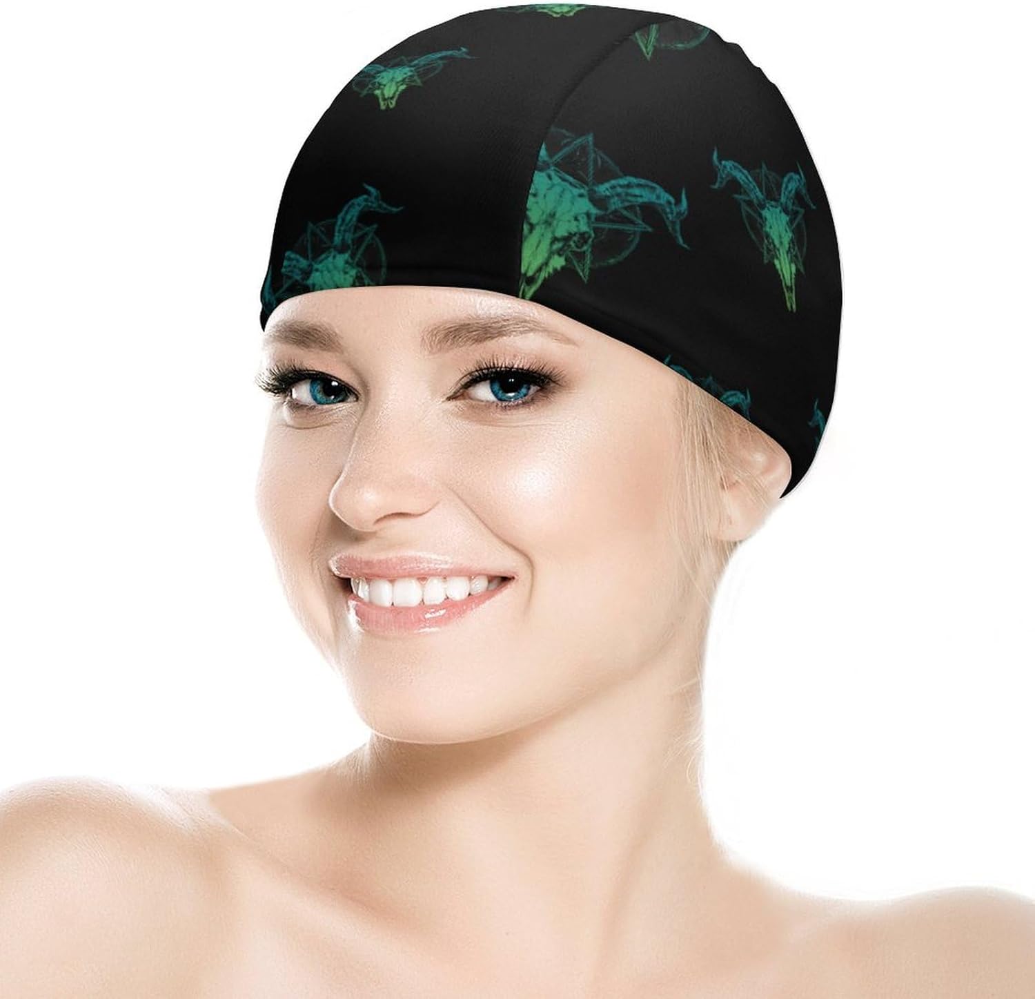 Gothic Skull Death Metals Womens Swim Cap for Men Adult Swimming Hat Curly Short Medium Long Hair