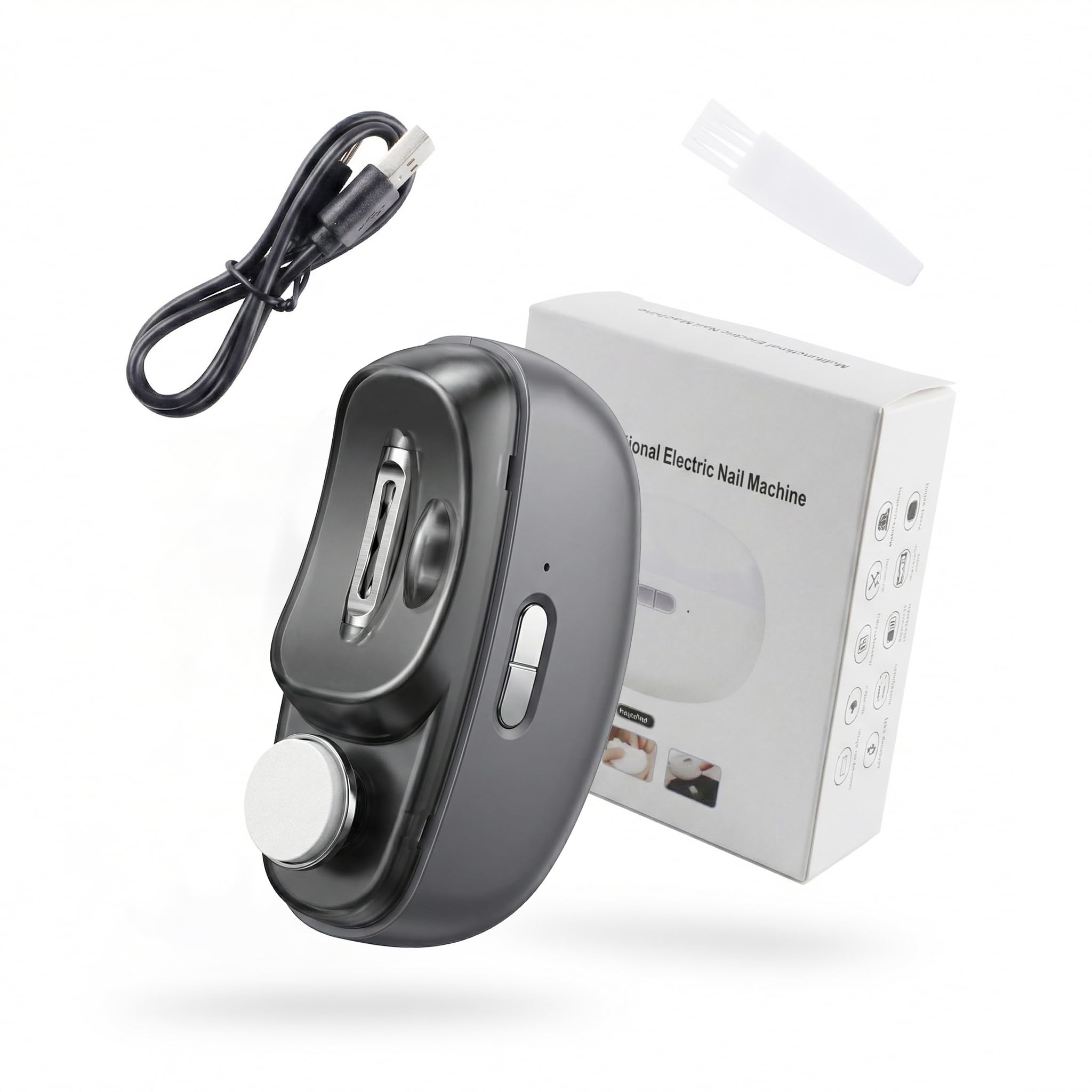 Elektrischer Nagelknipser für Fingernägel - 2-in-1 Automatischer Nagelschneider & Feile mit LED-Licht & Nagelsammler - 100% Sicher für Baby, Kinder & Erwachsene (USB-C)
