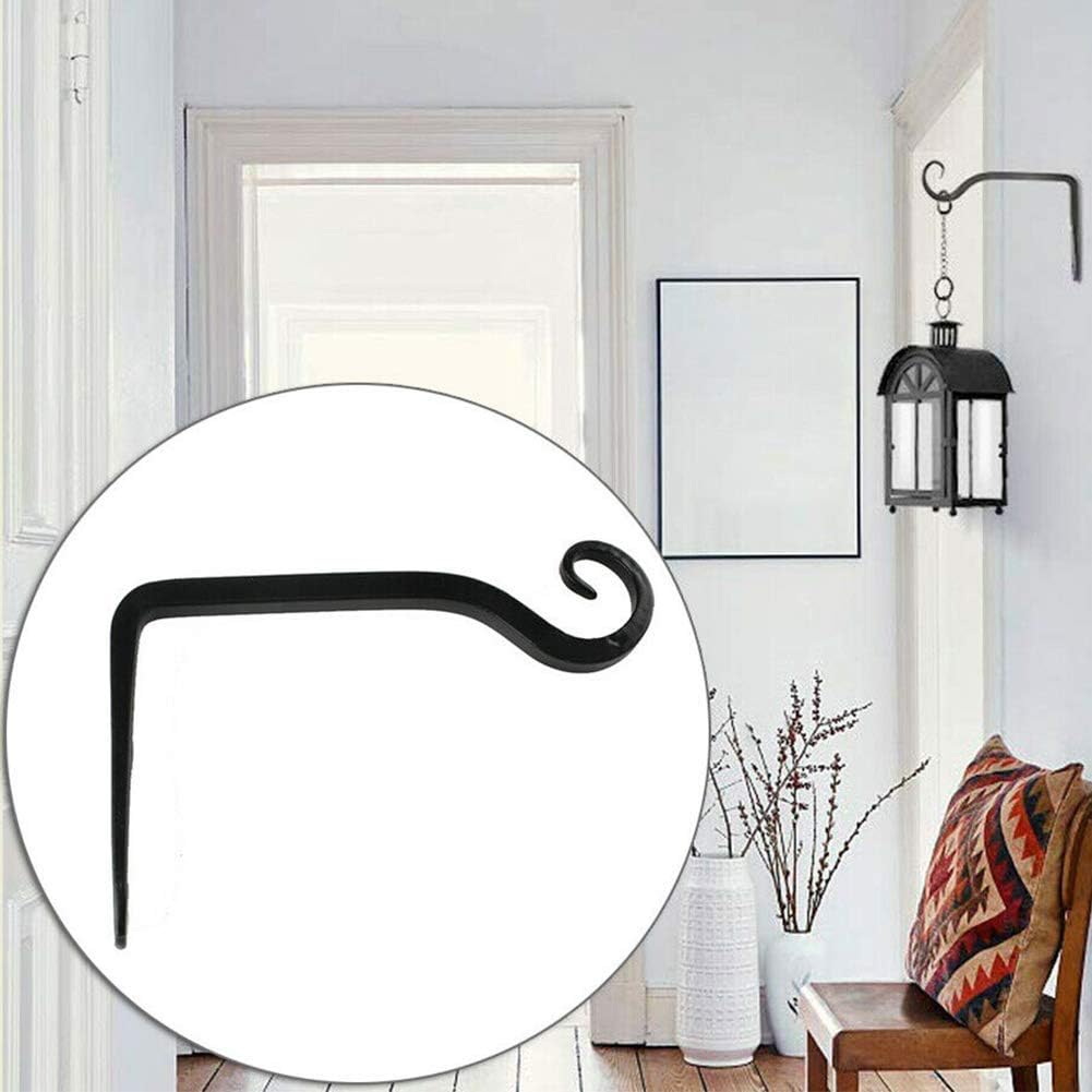 2 Pcs Wall Hook Plant Hanging Brackets, Decorative Iron Lantern Hooks Hanger Outdoor Indoor for Hanging Plants, Bird Feeders, Wind Chimes, 6 inch