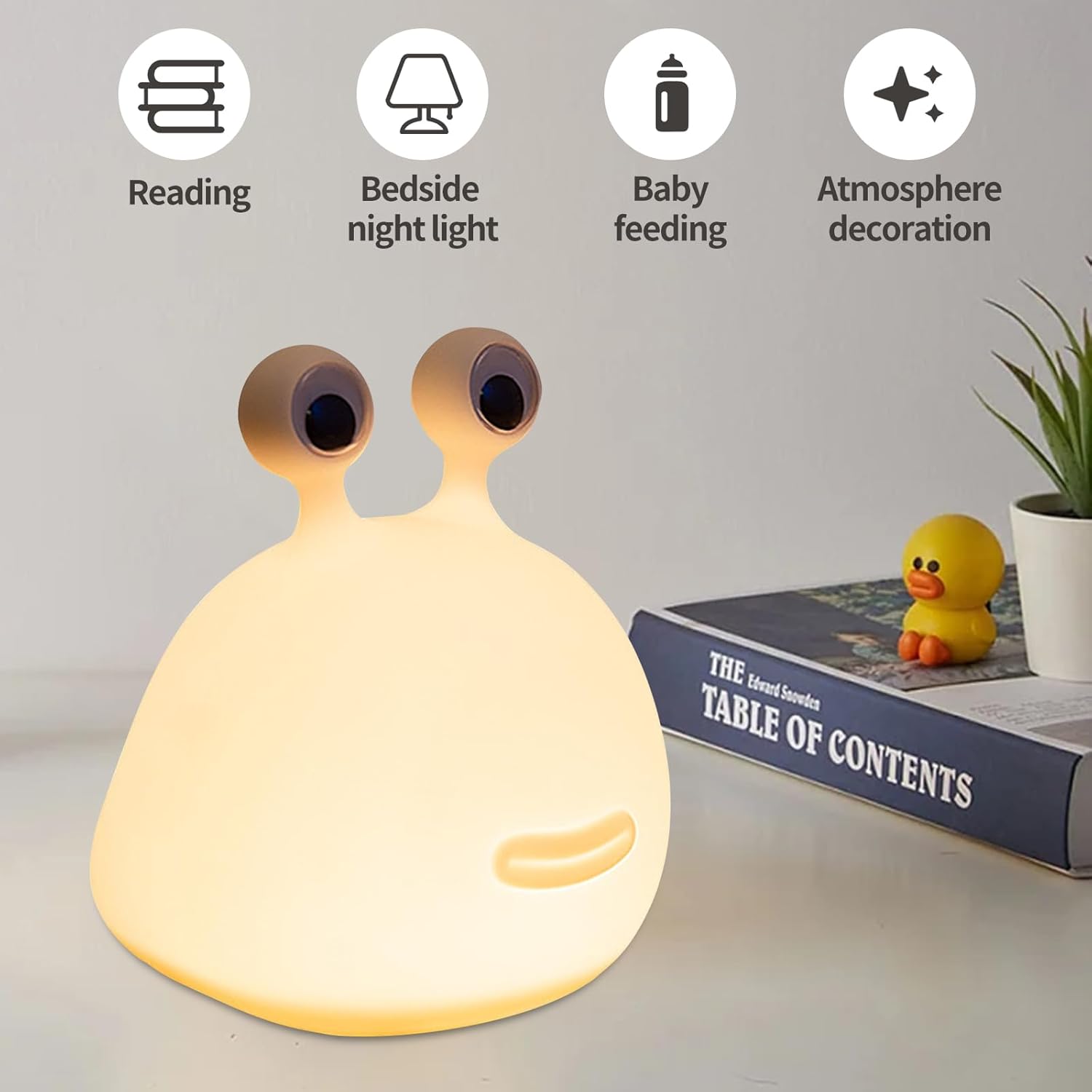 Cute Slug Night Light - Funny Kid Night Light for Bedroom Decor, Touch Soft Silicone Lamp for Birthday Gifts Room Decorations