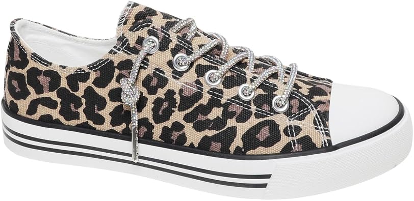 OUTWOODS Womens Logan 8 Canvas Low Top Sneaker with Sparkle Laces